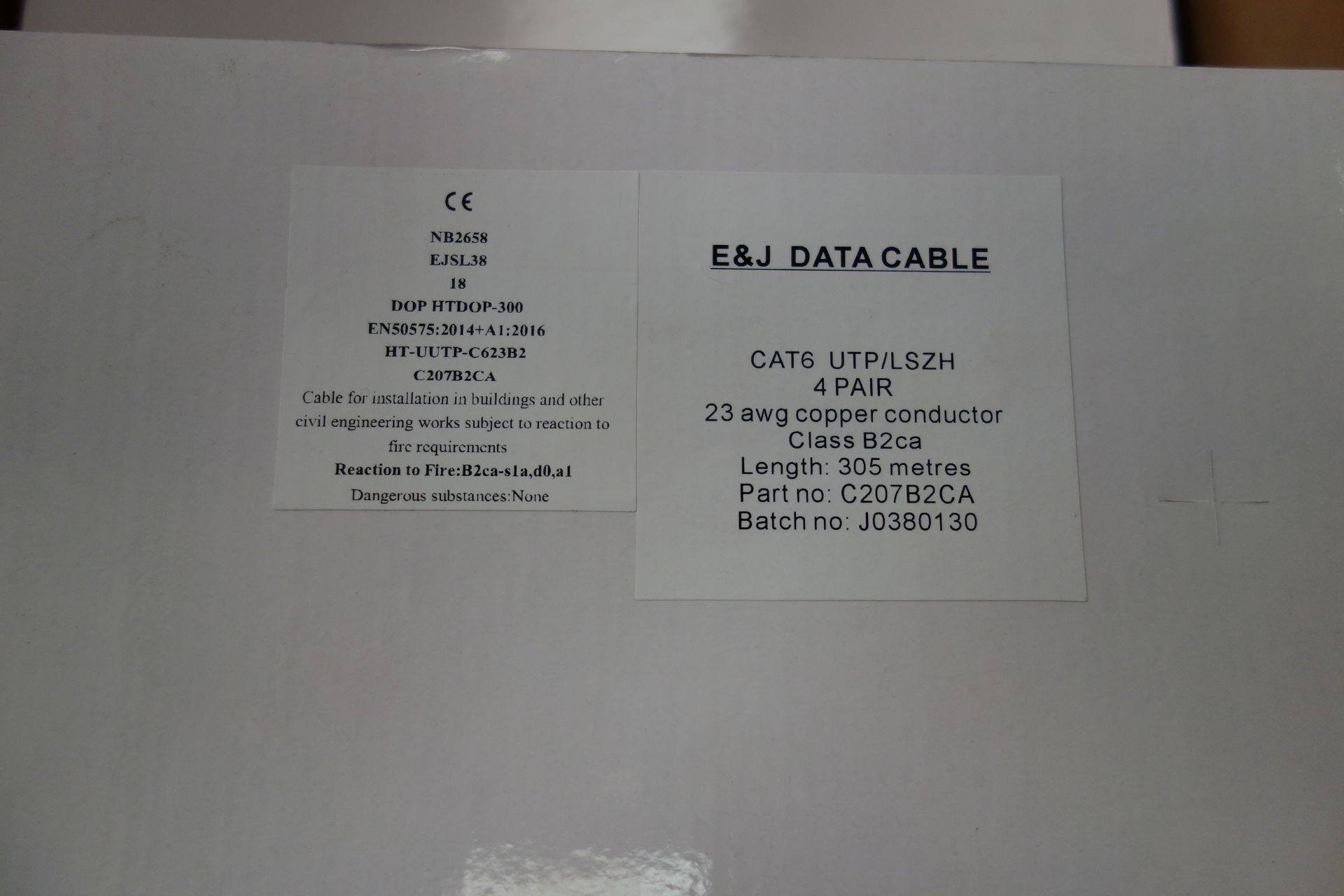 2 x Pull Boxes of EJ Data Cable C207B2CA CAT6 UTP/LSZH 4 Pair Class B2CA 305m per box