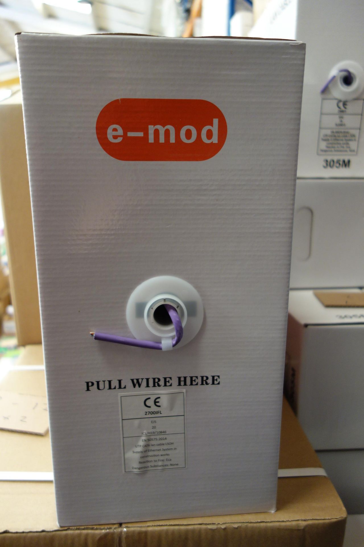 2 x Pull Boxes of E-MOD C207EMODV Cat 6 UTP/LS2H Violet Data Cable Internal 4 Pair 305m Per Box