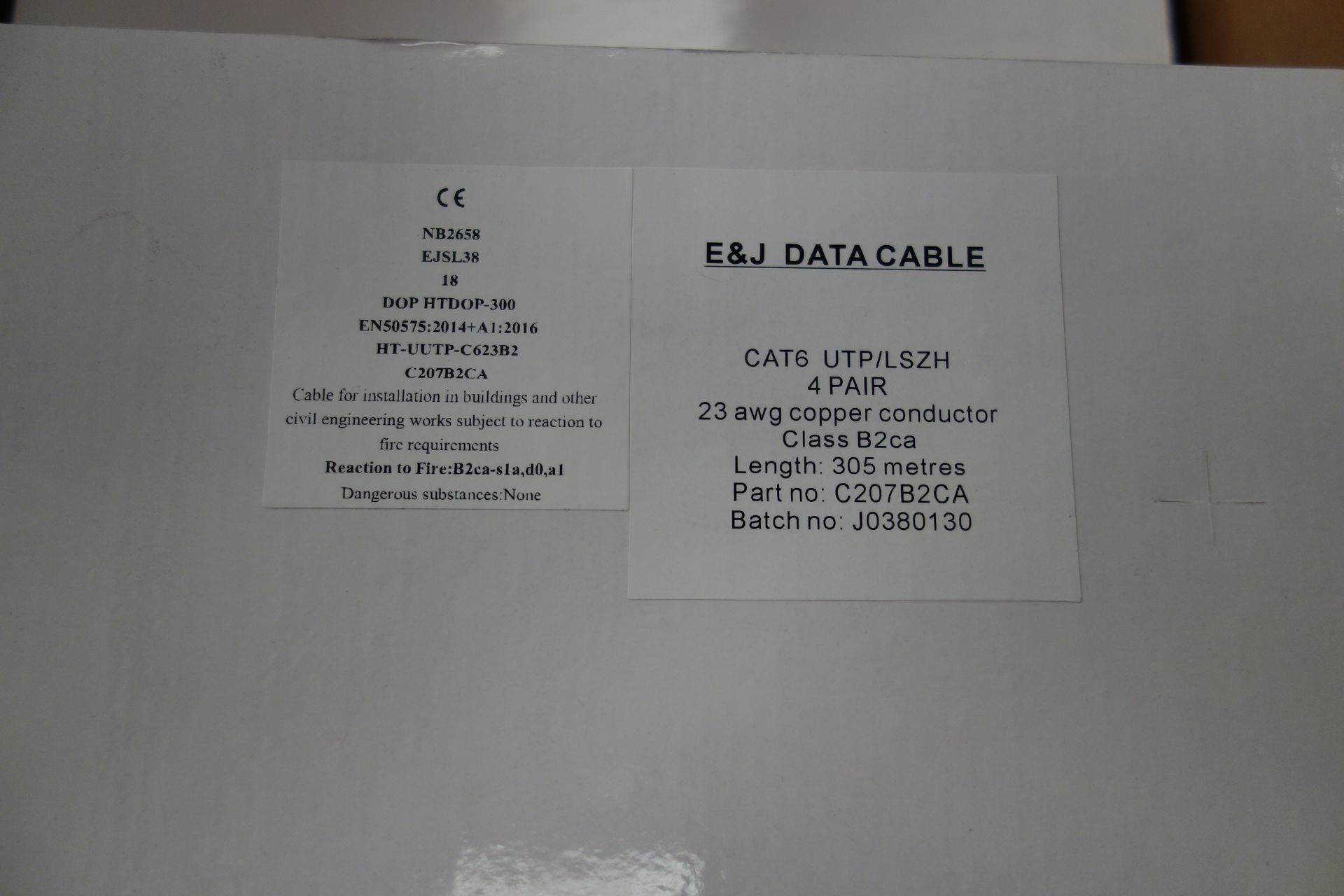 2 x Pull Boxes of EJ Data Cable C207B2CA CAT6 UTP/LSZH 4 Pair Class B2CA 305m per box