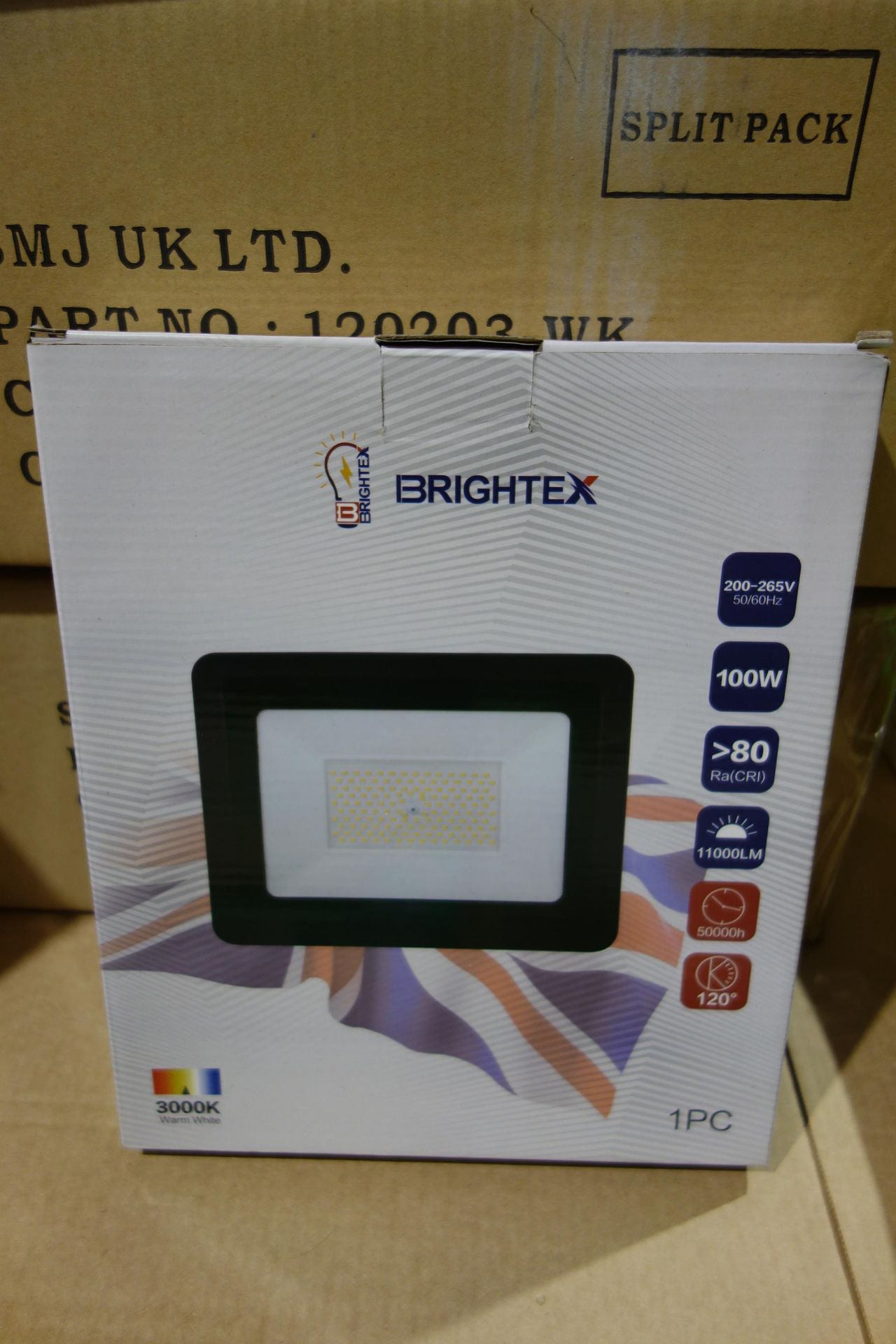 4x Brightex TDA-F-100-300 100W LED Flood Lights. 11000Lumens 3000K. Black Finish