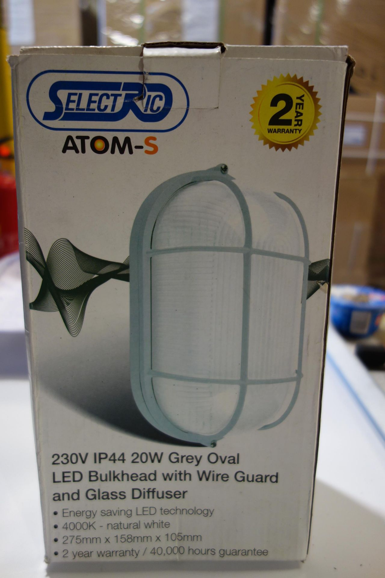 20x Selecric ATOM-5-3 20W LED Grey Oval Bulkhead With Wire Guard and Glass Diffuser 275mmx158x105mm