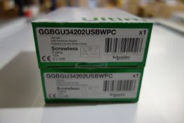 10 x Schneider GGBGU34202USBWPC 2 Gang 13a Switched USB Sockets Screwless Polished Chrome Finish