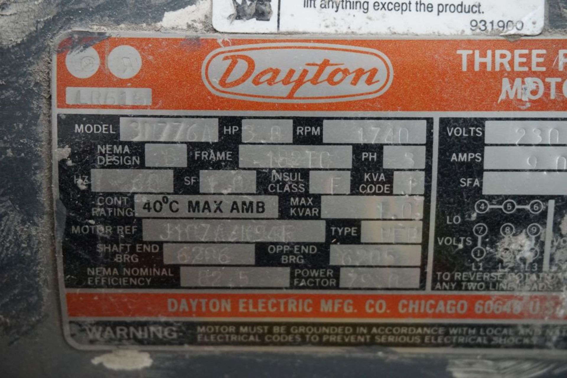 Lot of (10) Assorted Motors | Brands Include:; Baldor; Leeson; Dayton - Image 12 of 14