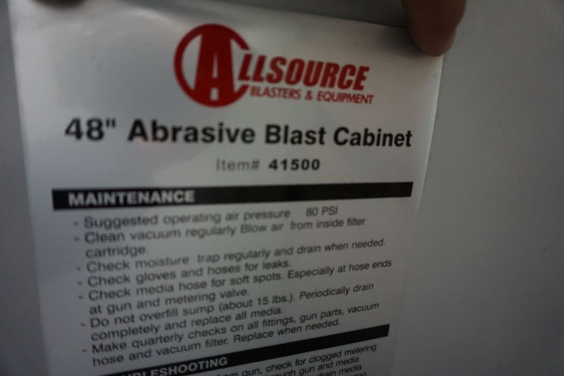 All Source 48" Blast Cabinet | Model No. 41500 - Image 7 of 7
