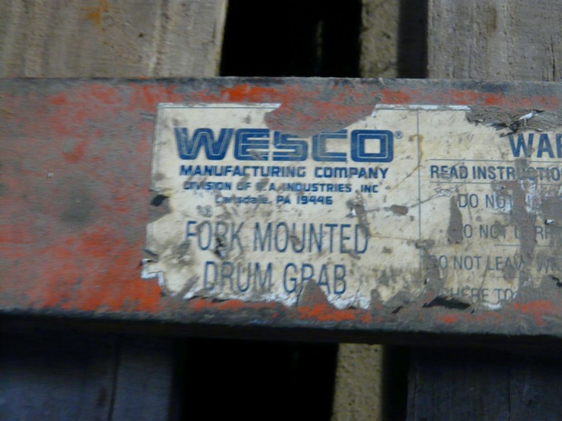 Wesco Fork Mounted Drum Grab | 1,500 lb Capacity; Lot Loading Fee: $10.00 - Image 2 of 3