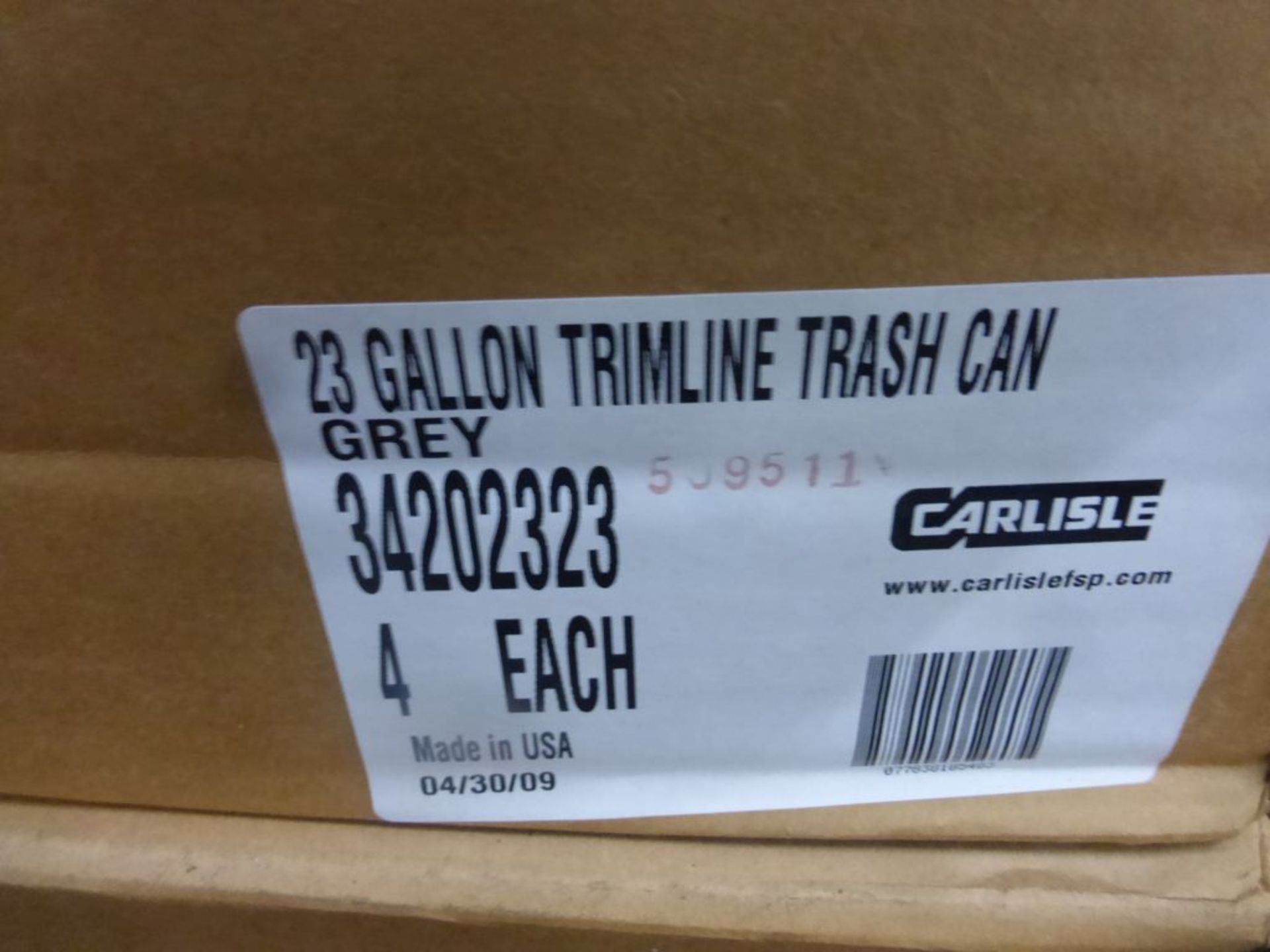 Lot of (20) Carlisle 23-Gallon Trimline Gray Trashcans | Part No. 34202323 - Image 8 of 10