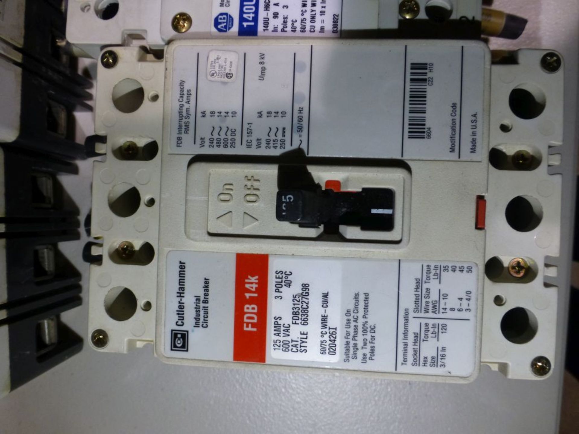 Lot of (7) Assorted Circuit Breakers | (2) Allen Bradley Model No. 140M-18E-D 10EA, 100A, 3P; (1) - Image 5 of 9