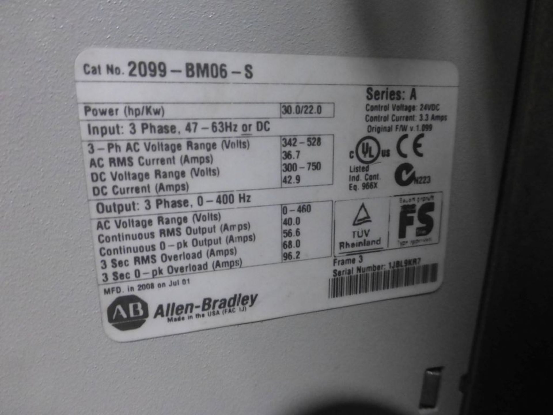 Allen Bradley Drive Control Panel | Includes:; Allen Bradley Kinetic 6000 15KW Servo Drive Cat No. - Image 25 of 25