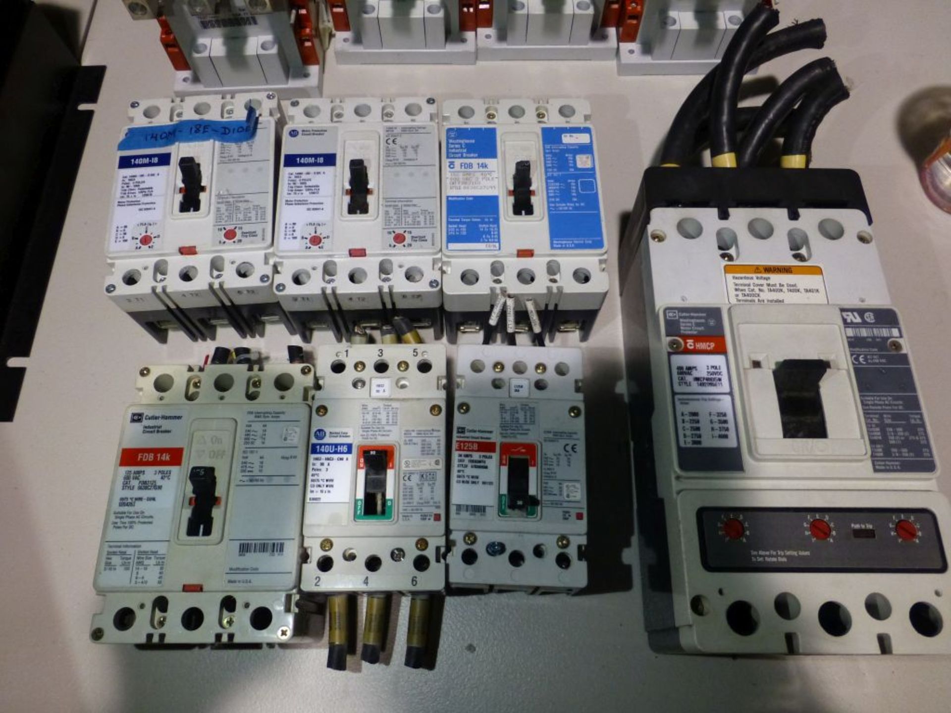 Lot of (7) Assorted Circuit Breakers | (2) Allen Bradley Model No. 140M-18E-D 10EA, 100A, 3P; (1)