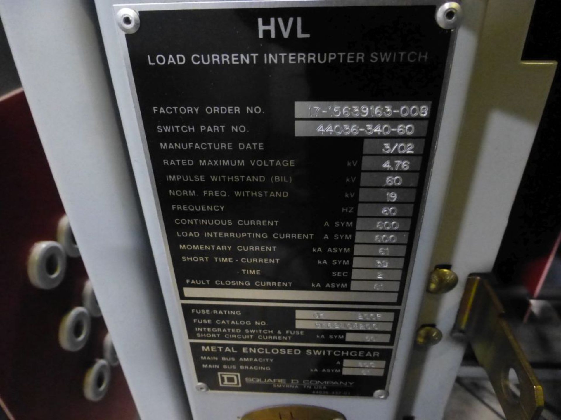 Square D HVL Load Interuppter Switch | 600A; 4.76 KV - Image 4 of 4