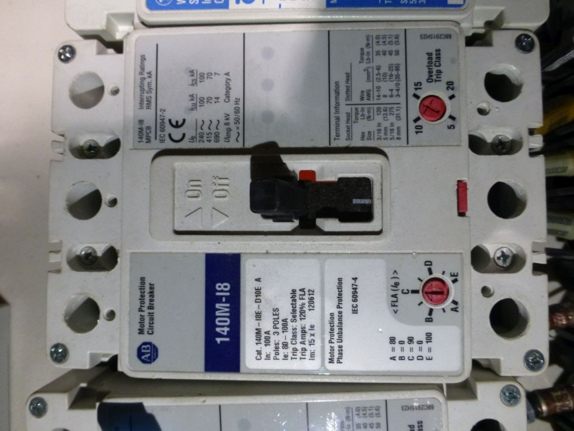 Lot of (7) Assorted Circuit Breakers | (2) Allen Bradley Model No. 140M-18E-D 10EA, 100A, 3P; (1) - Image 3 of 9