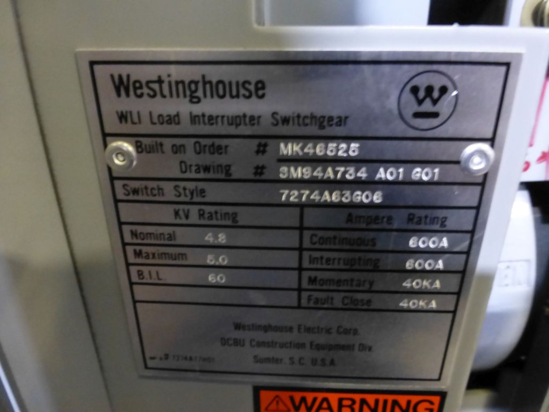 Westinghouse Load Interuppter Switch | 600A; 5 KV - Image 7 of 7