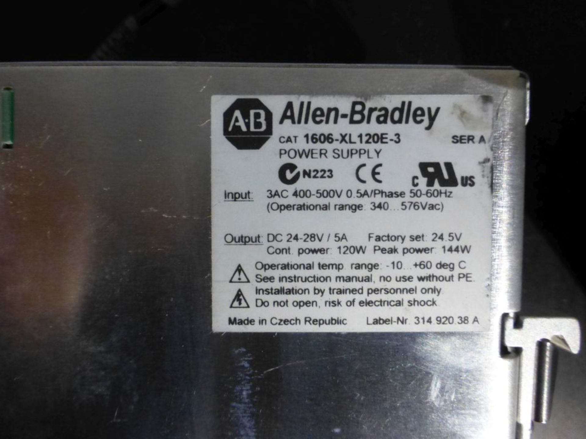 Lot of (3) Allen Bradley 1606XL Power Supplies | Cat No. 1606-XL-120E-3; 500V - Image 4 of 4
