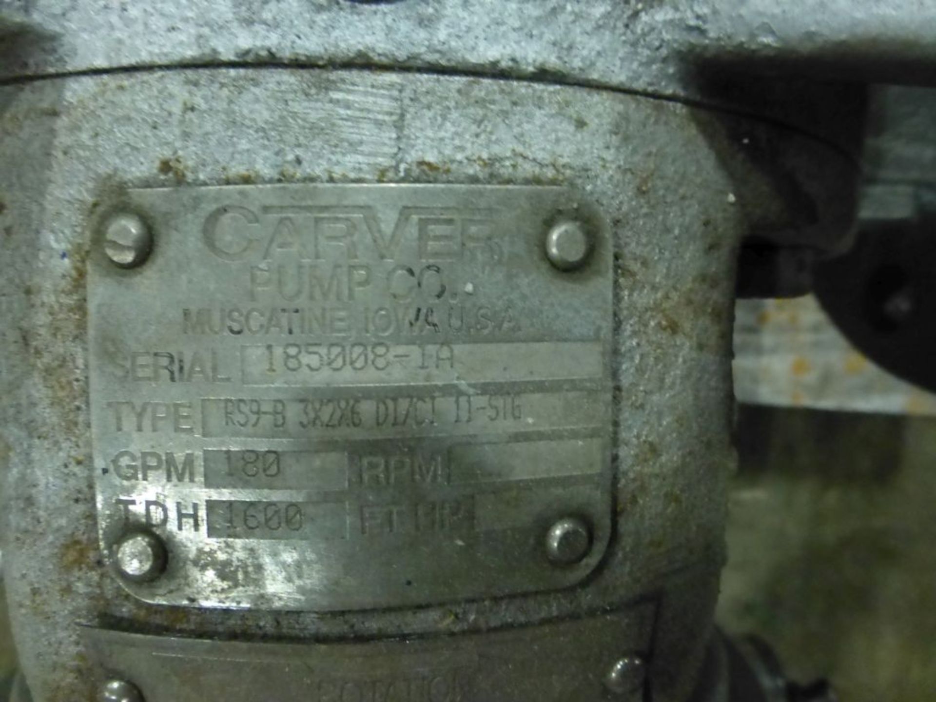 Carver Pump | Type: RS9-B 3X2X6 DI/CI 11-ST6; 180 GPM; Unused, Spare - Image 5 of 5