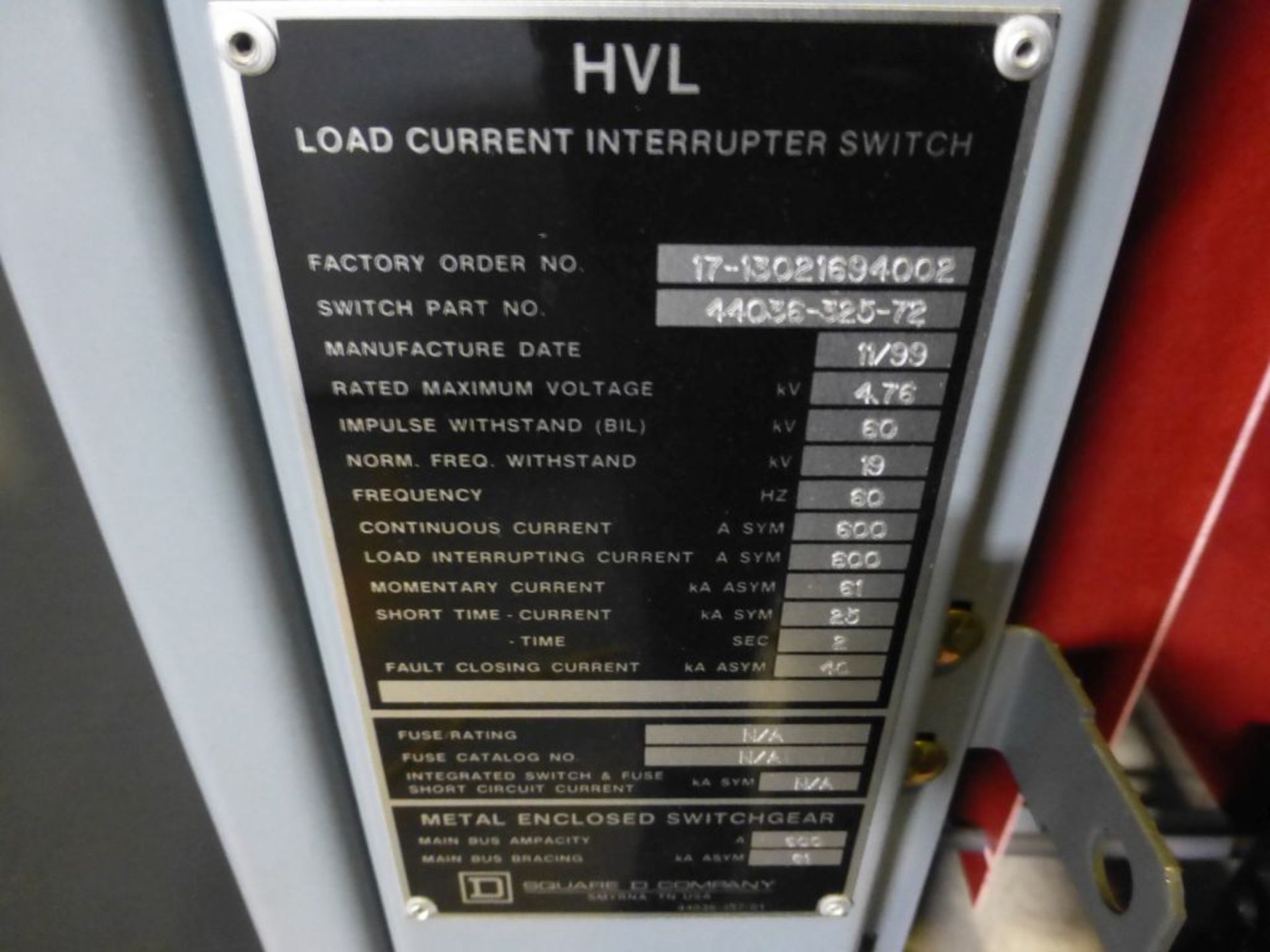 Square D HVL Load Interuppter Switch | 600A; 4.76 KV - Image 3 of 3