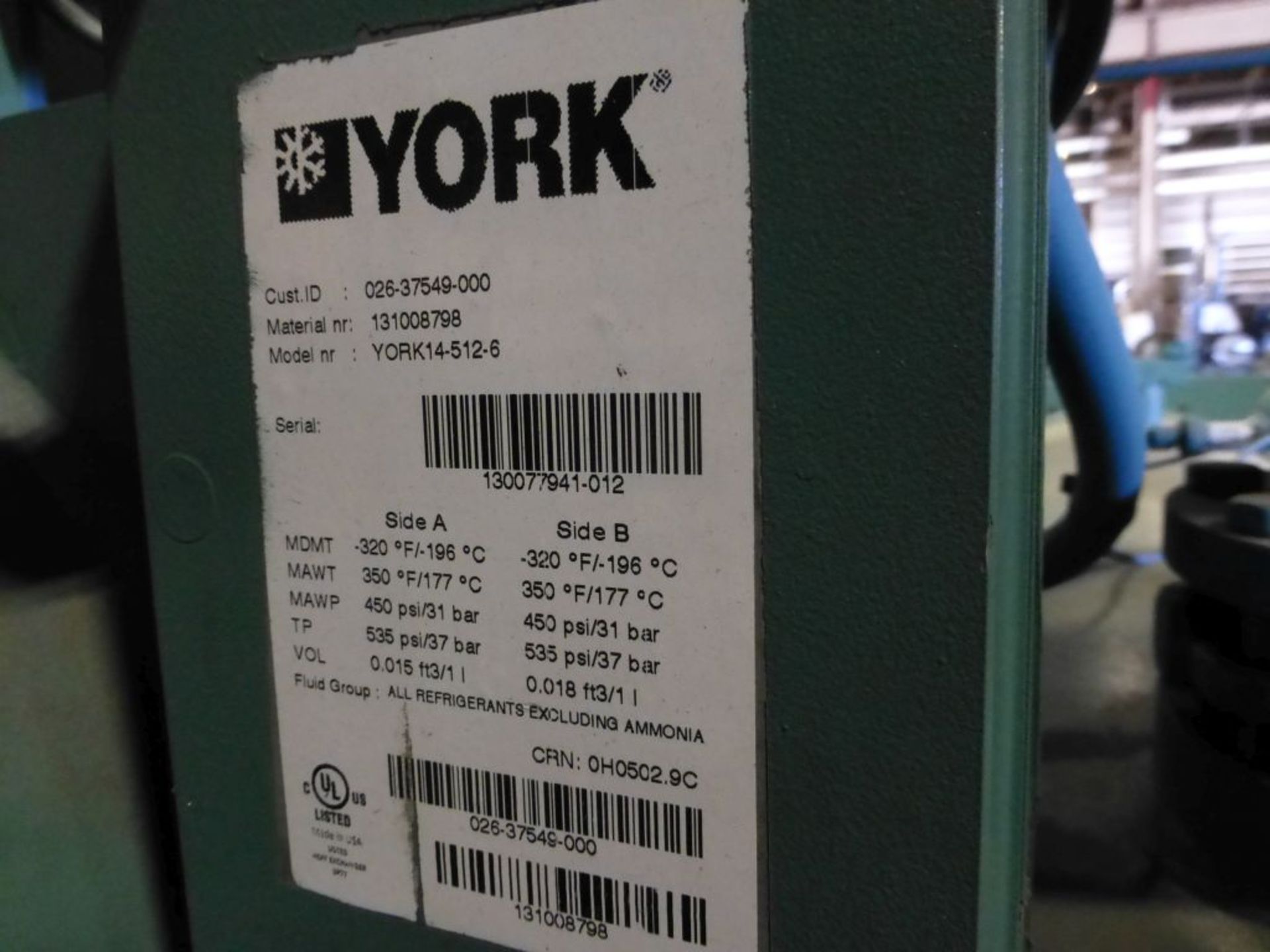 York by Johnson Controls Max E Centrifugal Chiller | Unit Model No. YKE4QQ7-CPG; 550 Ton; Mfg: 2013; - Image 23 of 24