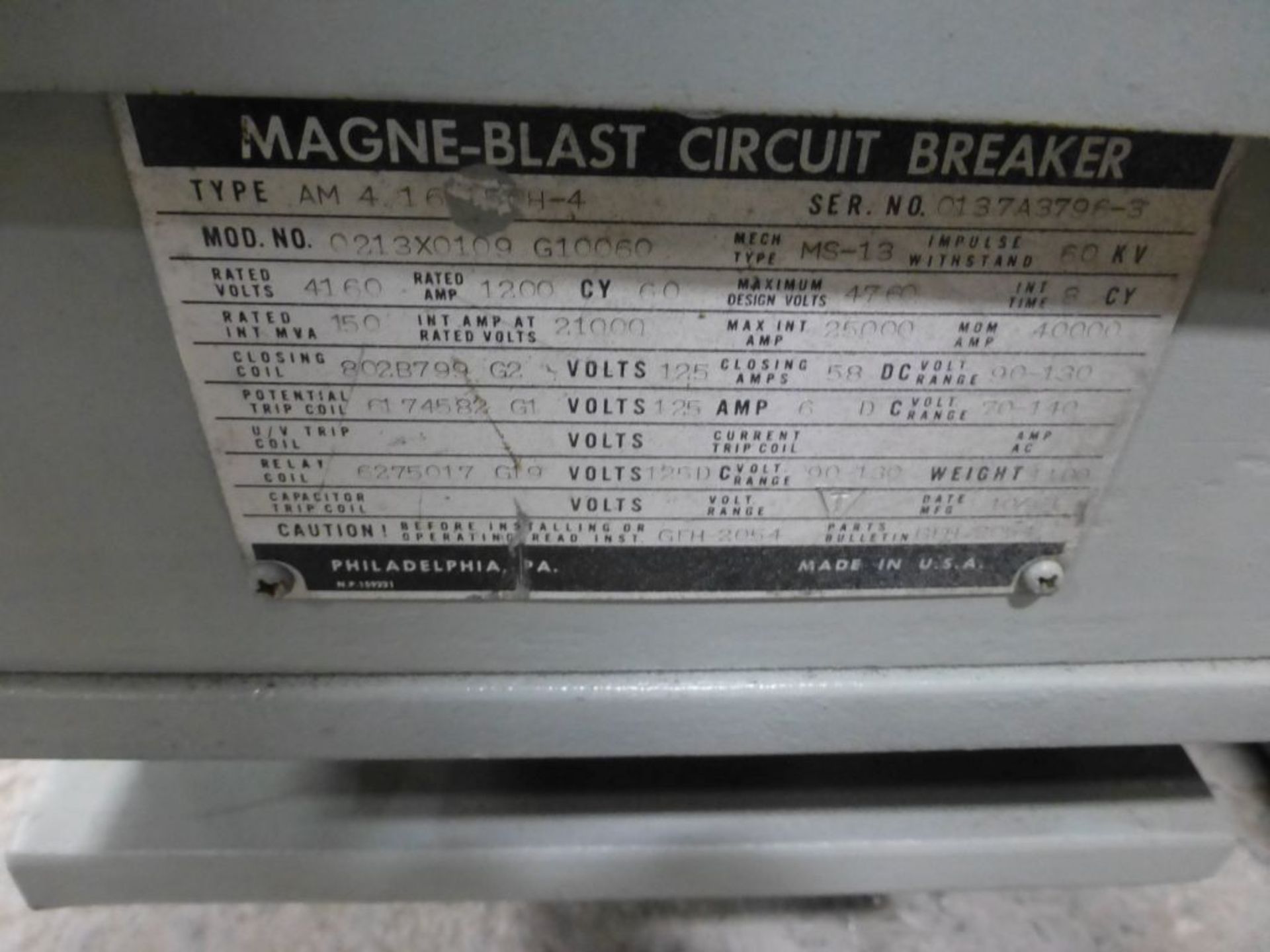 Lot of (11) GE Magne Blast Circuit Breakers | (2) Model No. 121A7901AA, Type: 4 16-250H-4, - Image 9 of 9