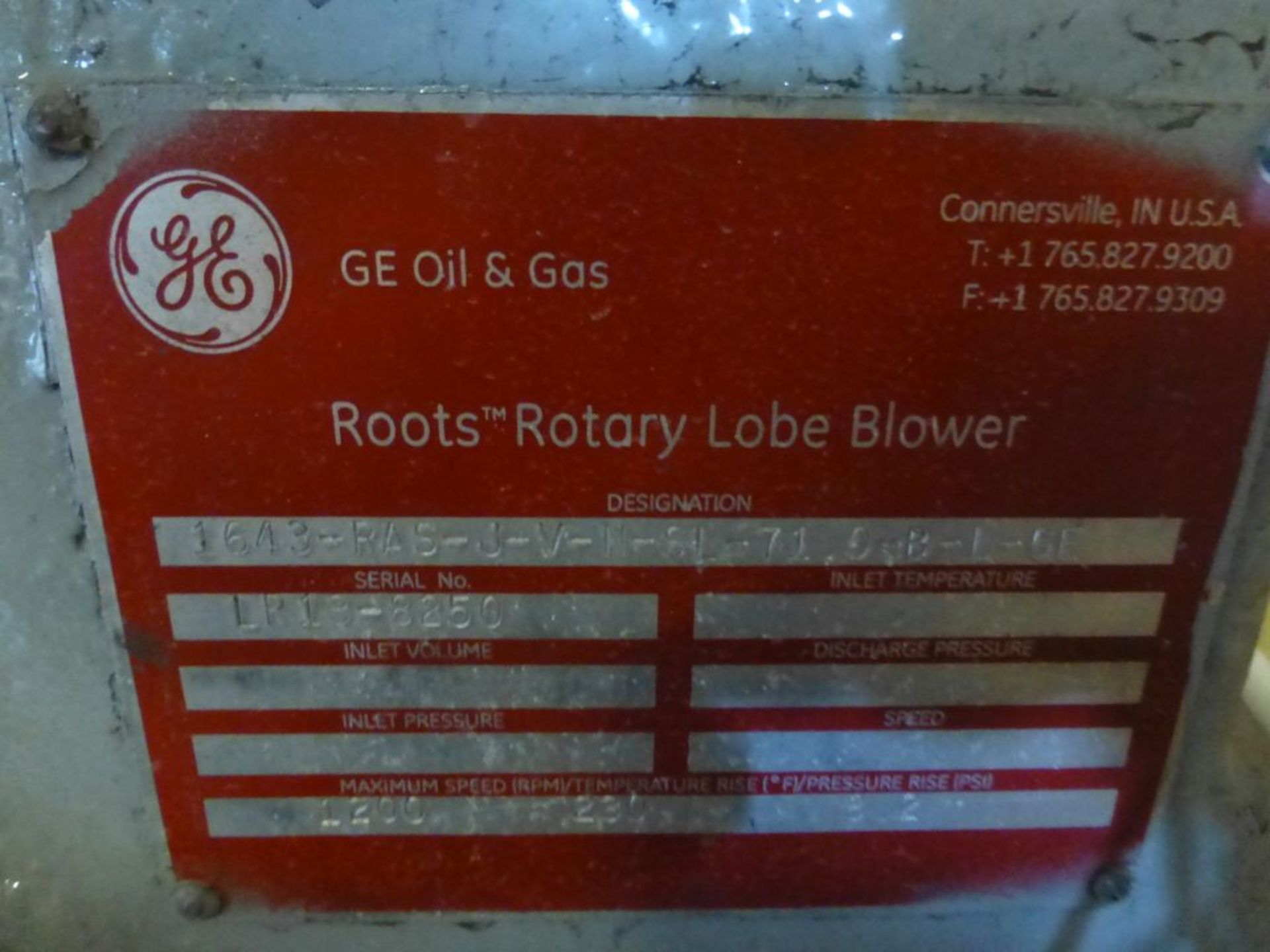 GE Roots Rotary Lobe Blower | Model No. 1643-RAS-J-V-N-SL-71; 1200 RPM; Temperature Rise: 320 Degree - Image 8 of 8