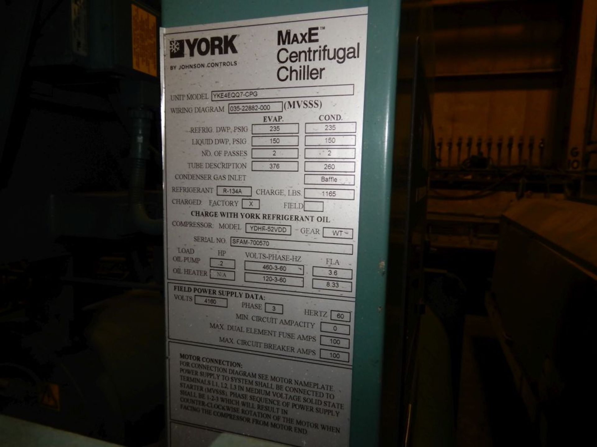 York by Johnson Controls Max E Centrifugal Chiller | Unit Model No. YKE4QQ7-CPG; 550 Ton; Mfg: 2013; - Image 24 of 24