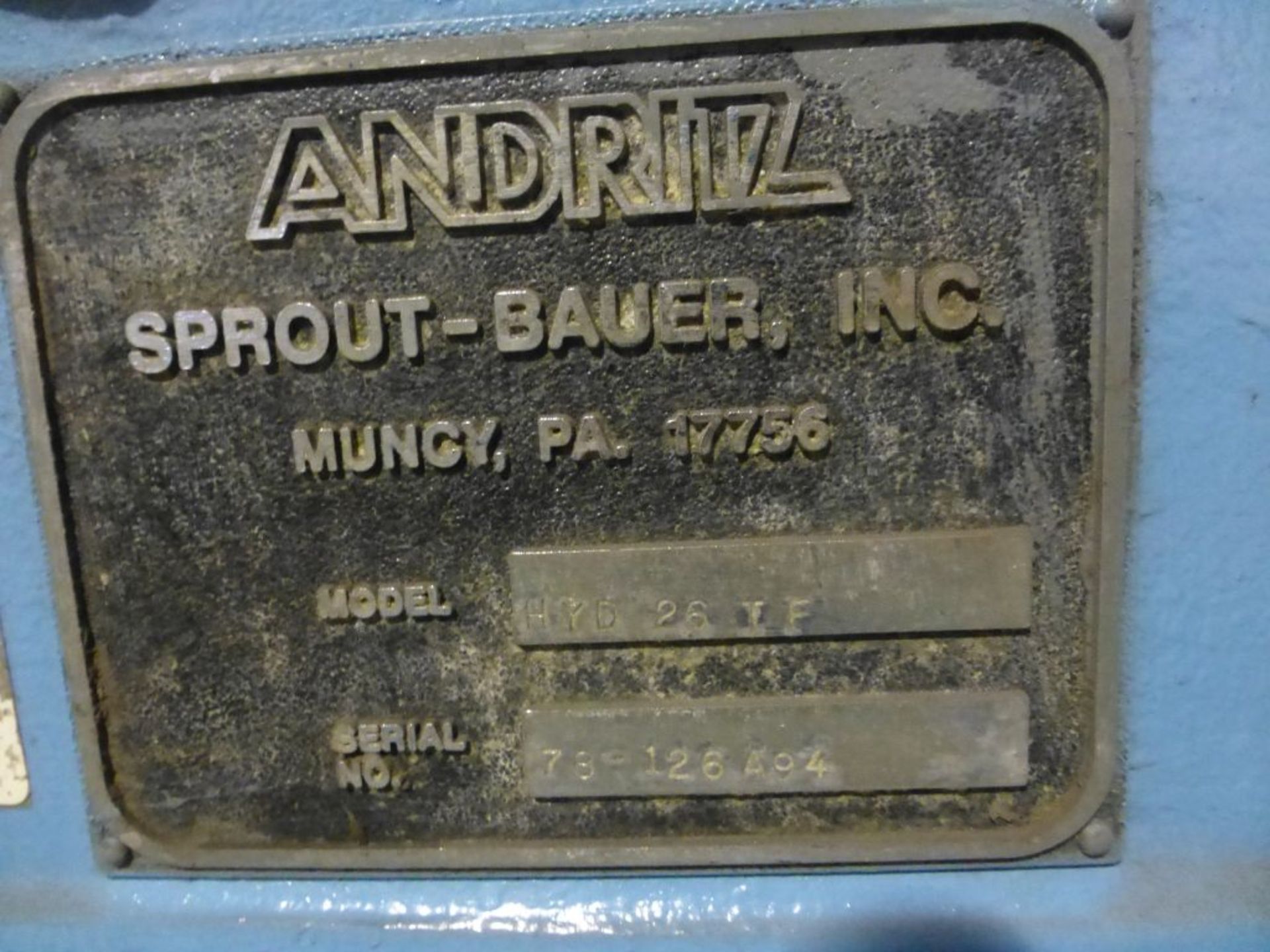 Andritz Sprout Bauer Inc Hydraulic Refiner | Model No. HYD 26-TF - Image 6 of 6