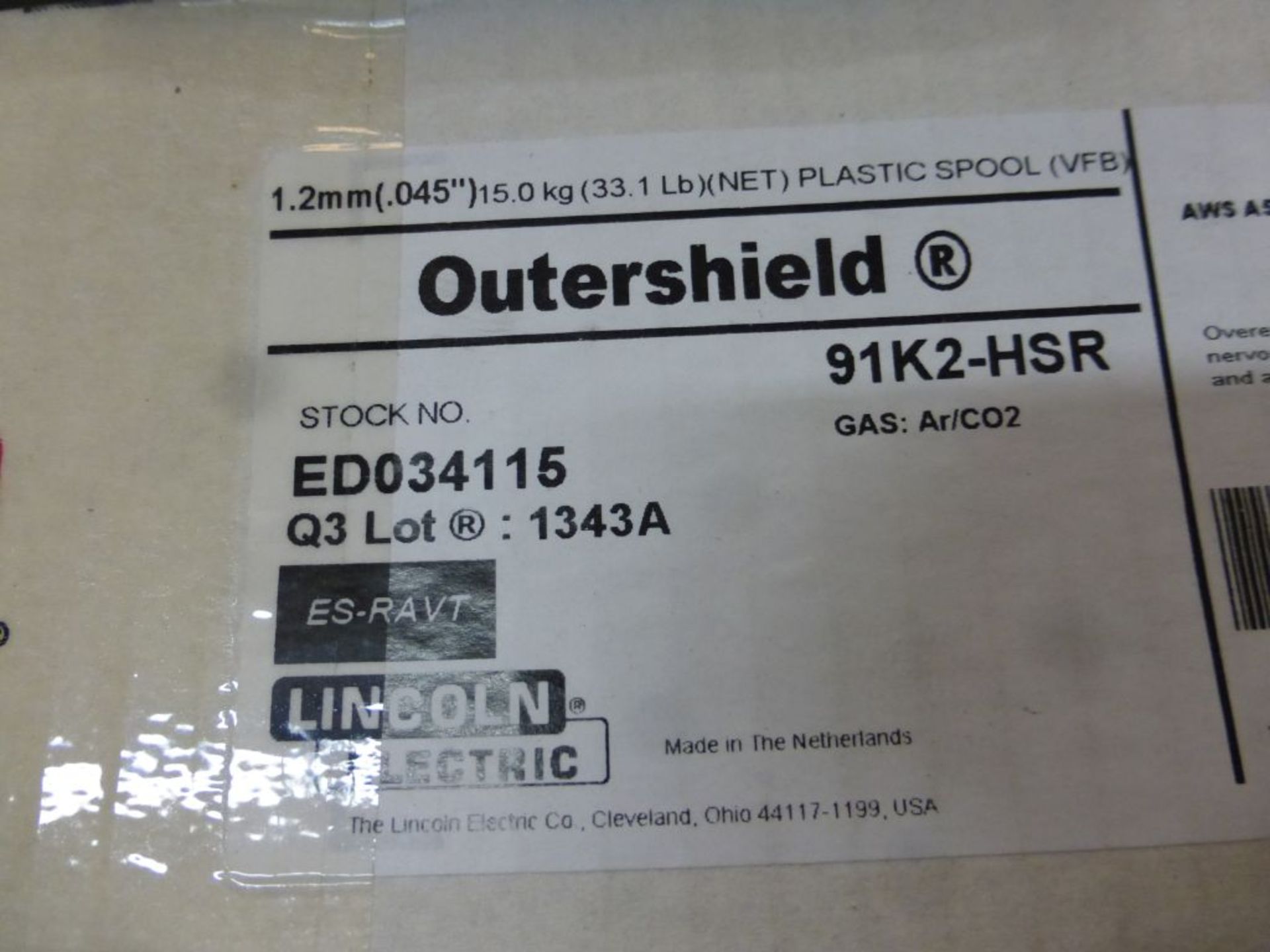 Lot of (10) Spools of Lincoln Electric Outershield Welding Wire | Model No. ED034115; Diameter: . - Image 6 of 12