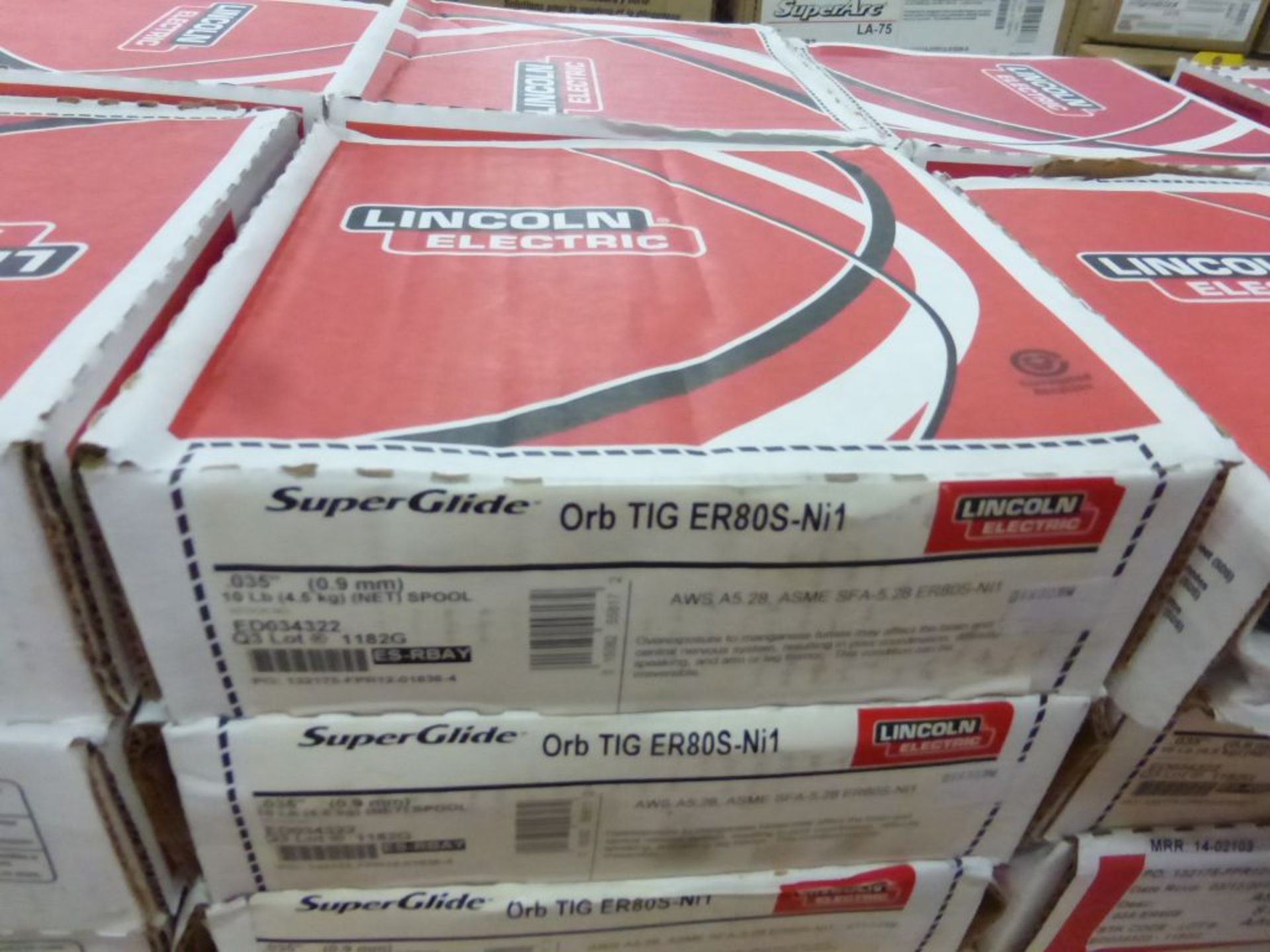 Lot of (24) Spools of Lincoln Electric Super Glide ORB RIG ER801-Ni1 Welding Wire | Model No. - Image 4 of 11