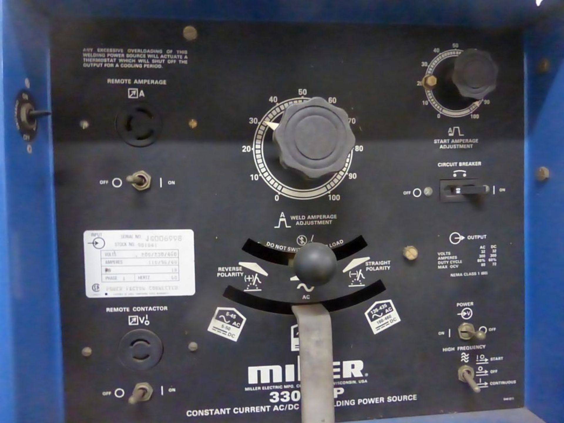Miller Constant Current AC/DC Welding Power Supply | Model No. 901041; 200/230/460V; 110/96/48A; - Image 7 of 13