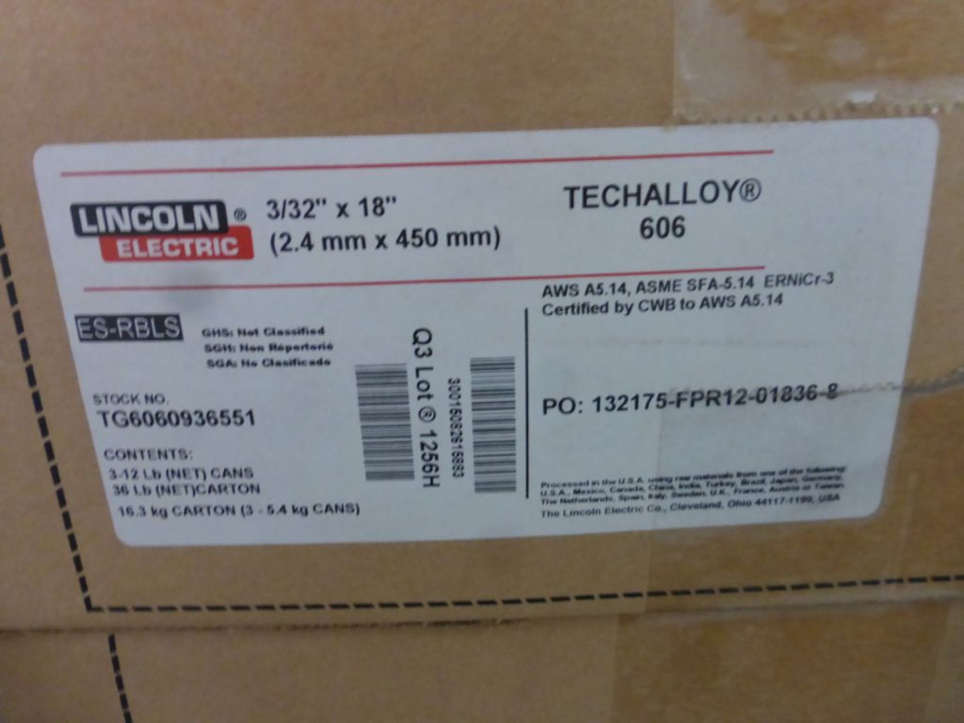Lot of (8) Boxes of Lincoln Electric Techalloy 606 Welding Wire | Stock No. TG6060936551; 3/32" x - Image 6 of 12