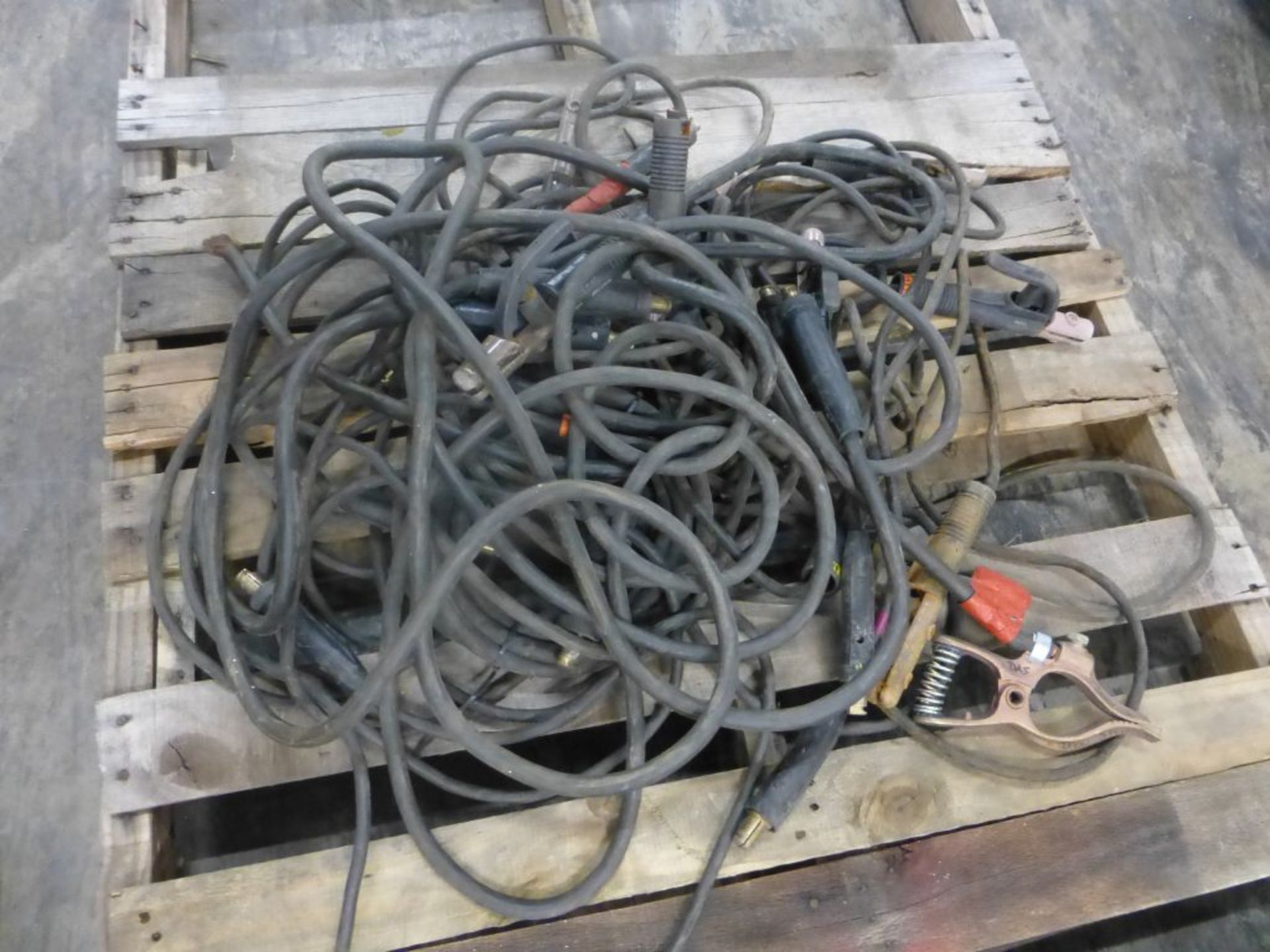 Lot of (10) Stick Set Up Welding Leads | Approx 125 lbs