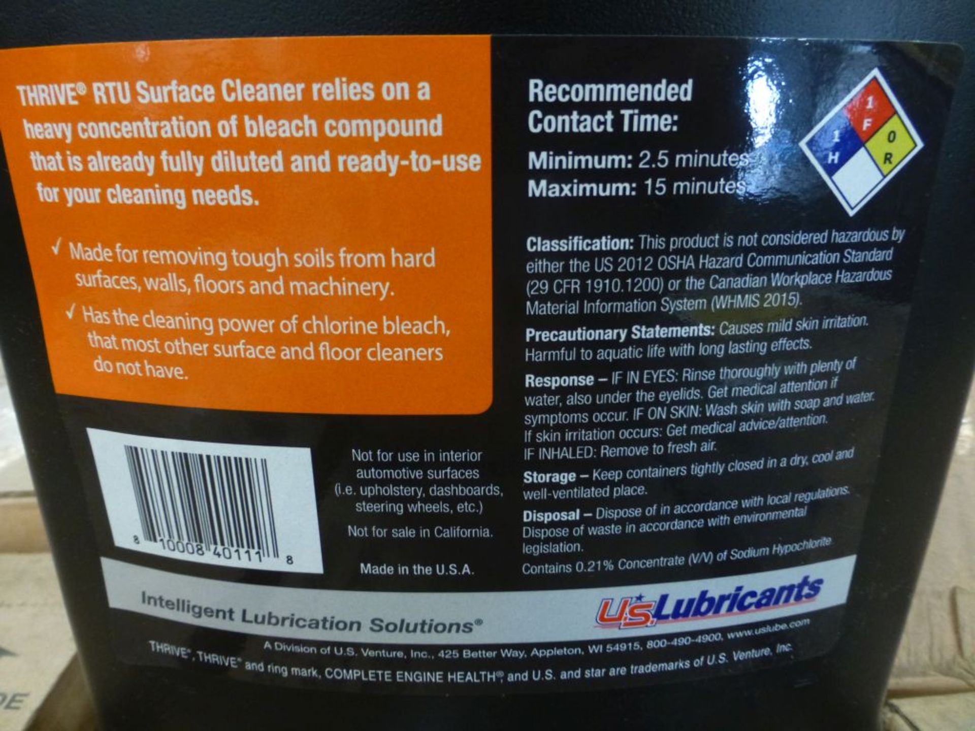 Lot of (42) 4-Gallon Cases of Thrive RTU Surface Cleaner w/Bleach - Image 5 of 5