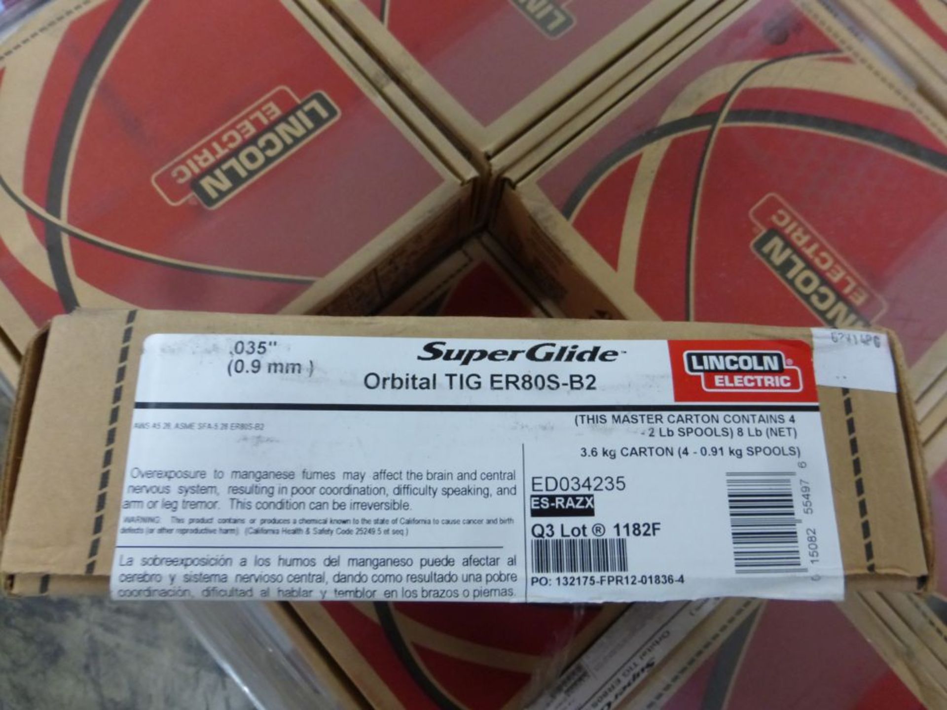 Lot of (45) Boxes of Lincoln Electric Super Glide Orbital TIG ER80S-B2 Welding Wire | Model No. - Image 13 of 14