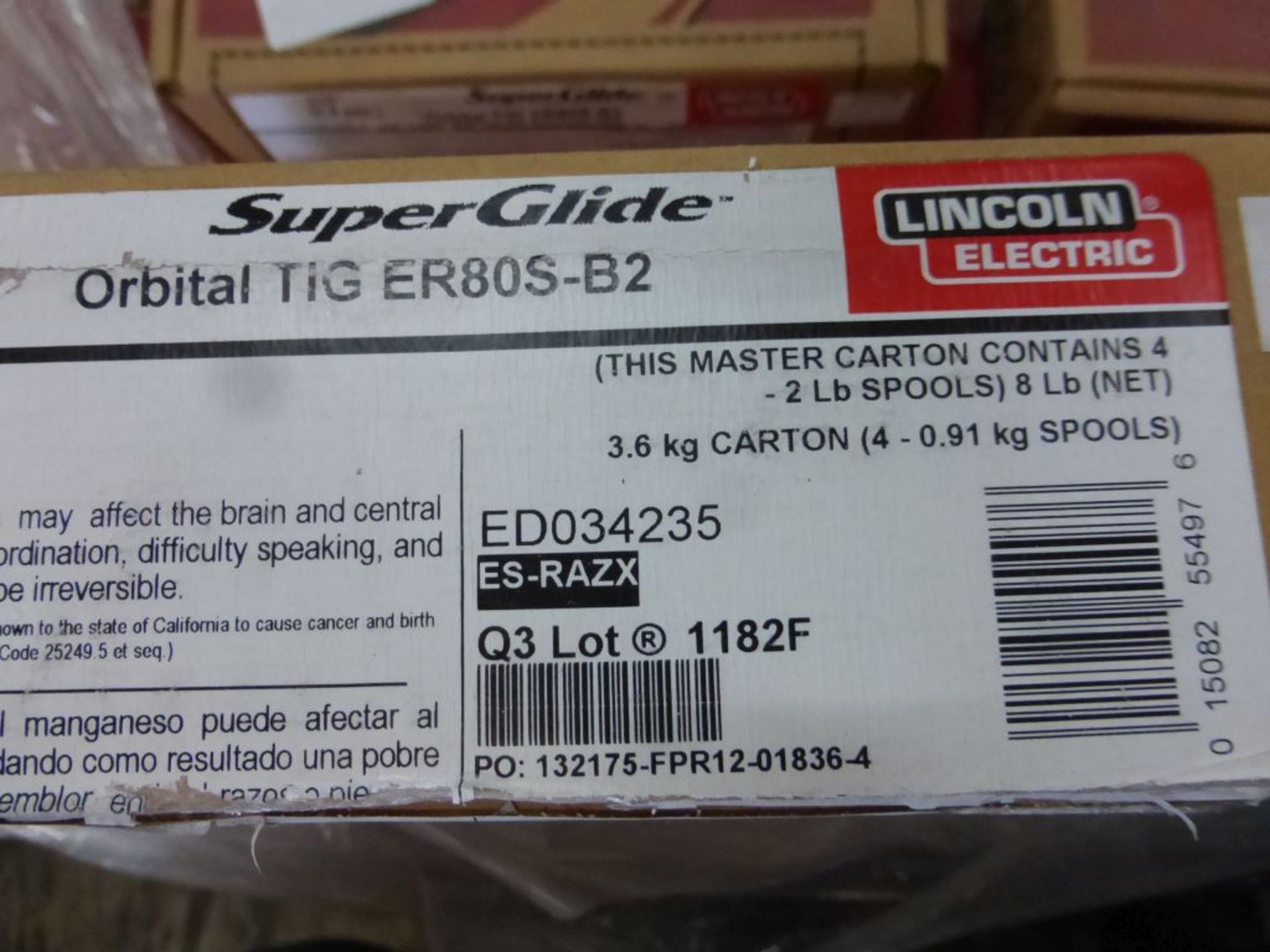 Lot of (45) Boxes of Lincoln Electric Super Glide Orbital TIG ER80S-B2 Welding Wire | Model No. - Image 8 of 13