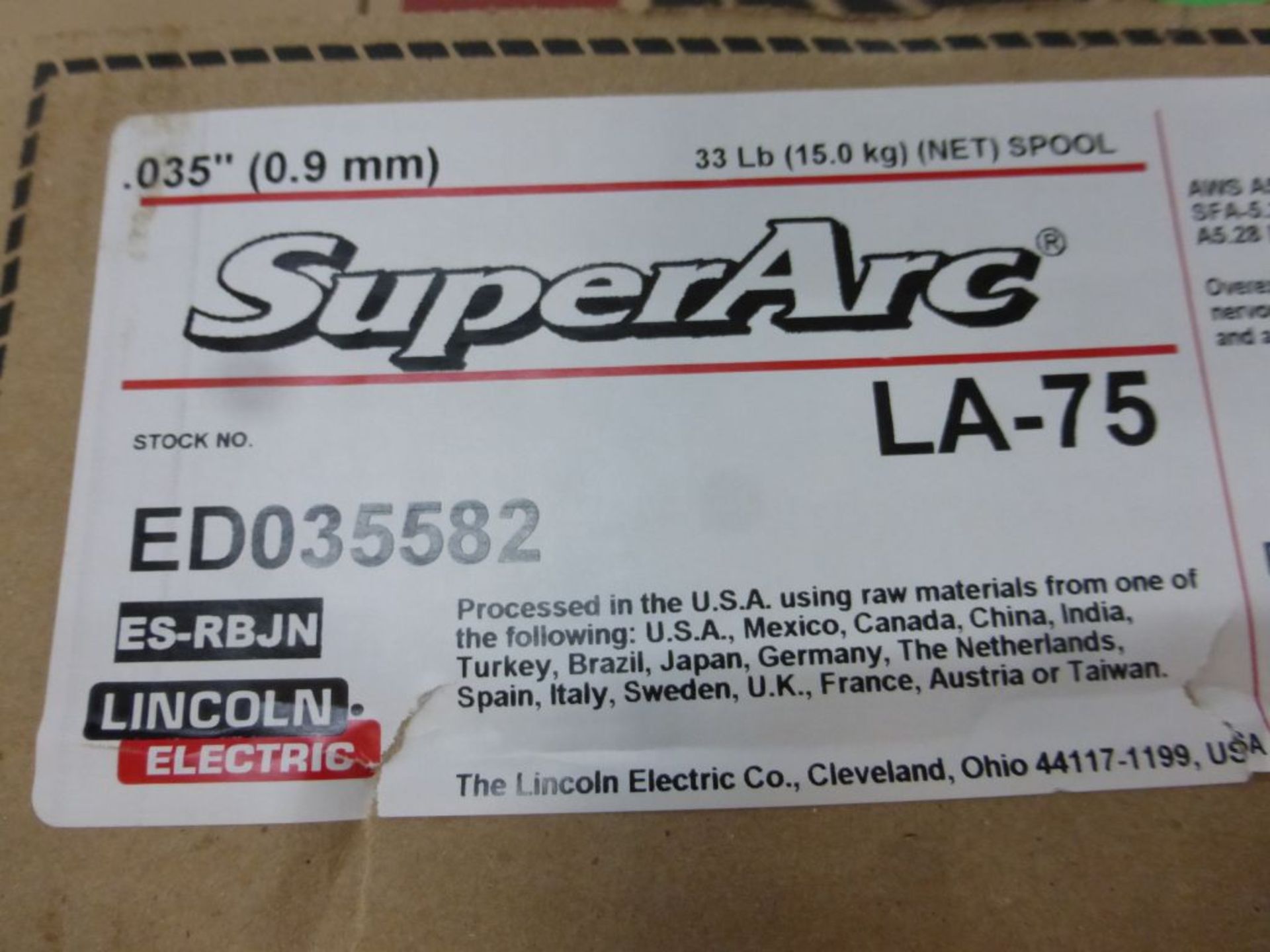 Lot of (18) Spools of Lincoln Electric SuperArc LA-75 Welding Wire | Part No. ED035582; Diameter: . - Image 5 of 12