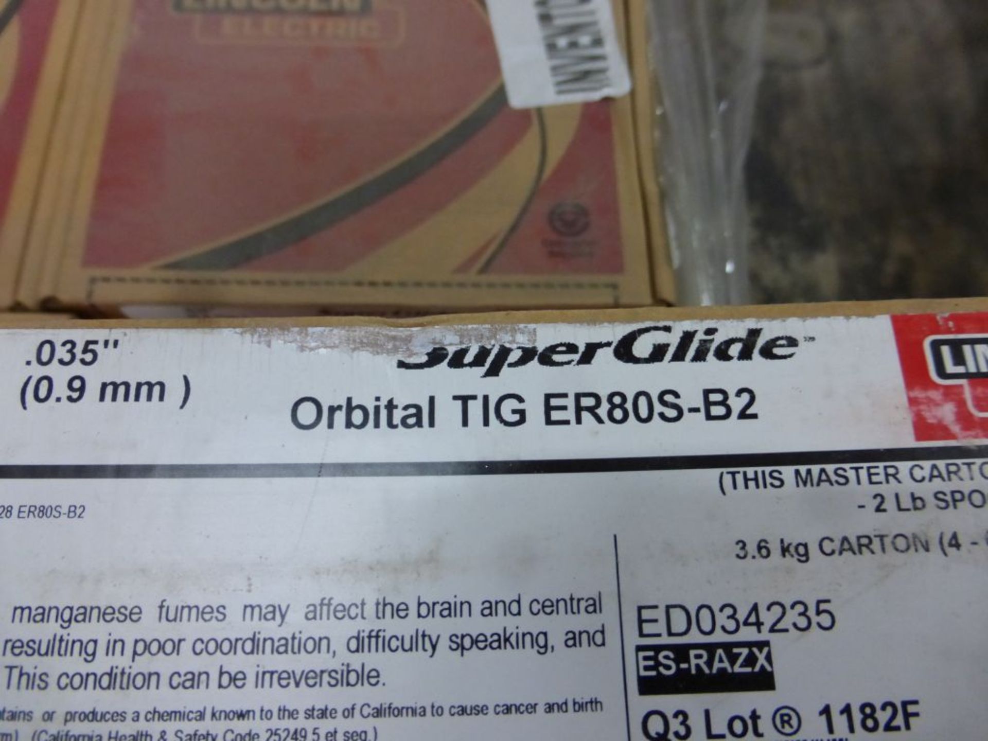 Lot of (45) Boxes of Lincoln Electric Super Glide Orbital TIG ER80S-B2 Welding Wire | Model No. - Image 6 of 10