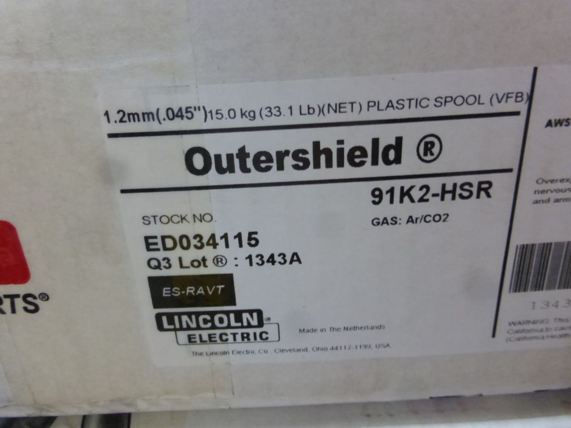 Lot of (10) Spools of Lincoln Electric Outershield Welding Wire | Model No. ED034115; Diameter: . - Image 9 of 12