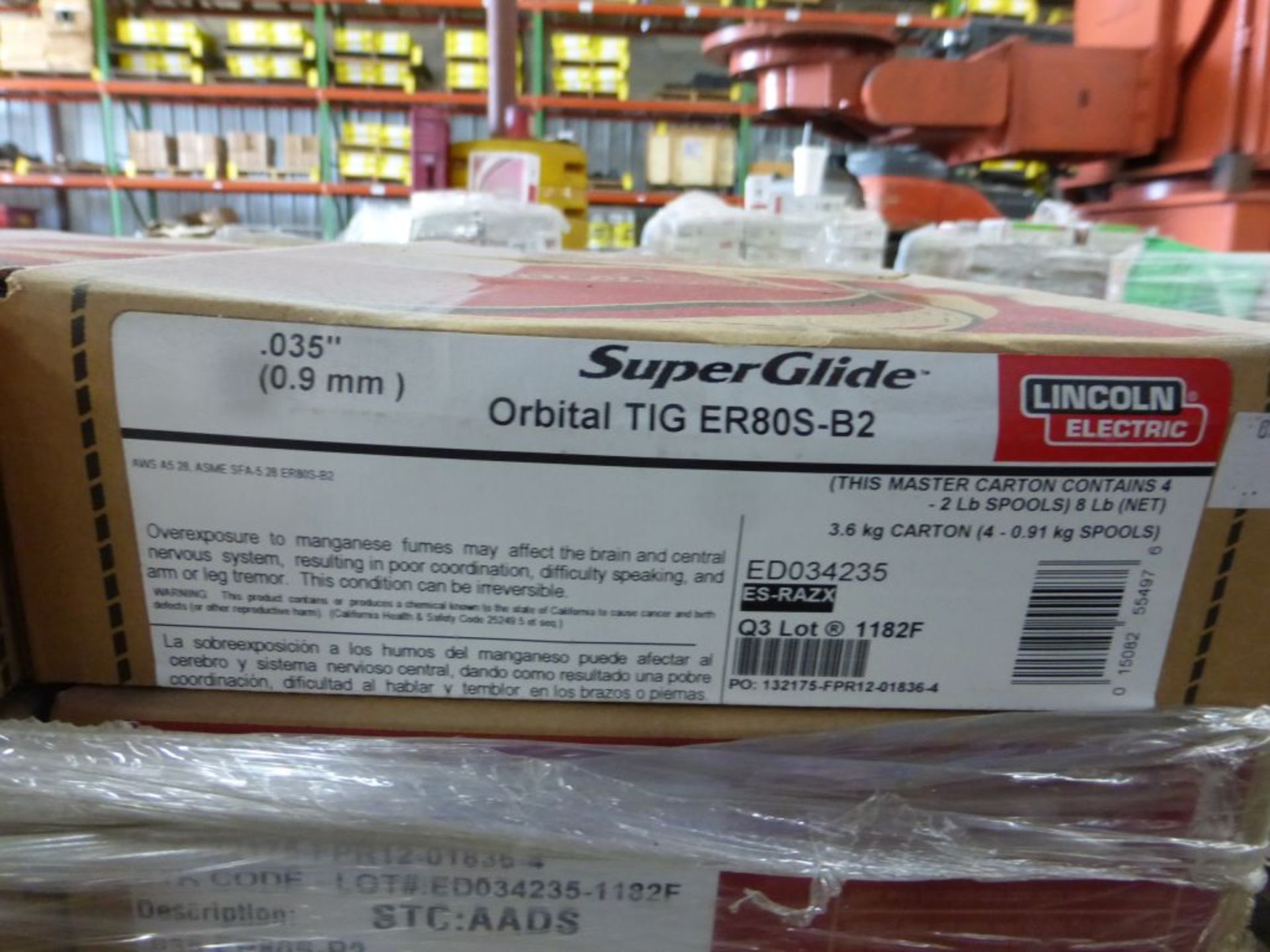 Lot of (45) Boxes of Lincoln Electric Super Glide Orbital TIG ER80S-B2 Welding Wire | Model No. - Image 10 of 14