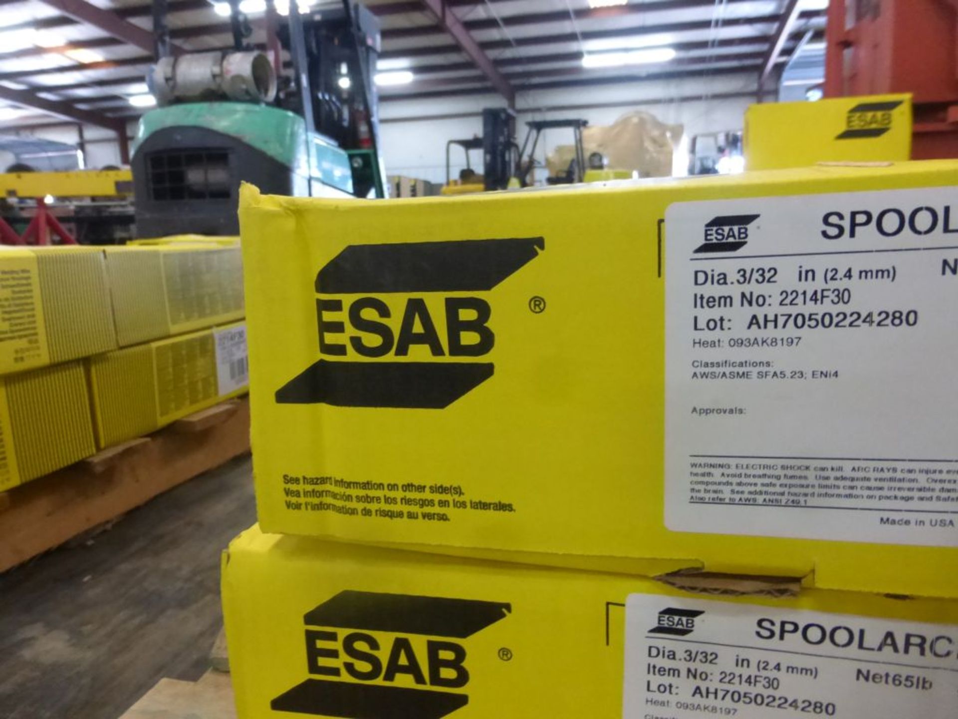 Lot of (8) Boxes of ESAB Welding Wire | SPOOLARCENi4; Item No. 2214F30; Diameter: 3/32"; 65 lbs - Image 12 of 13