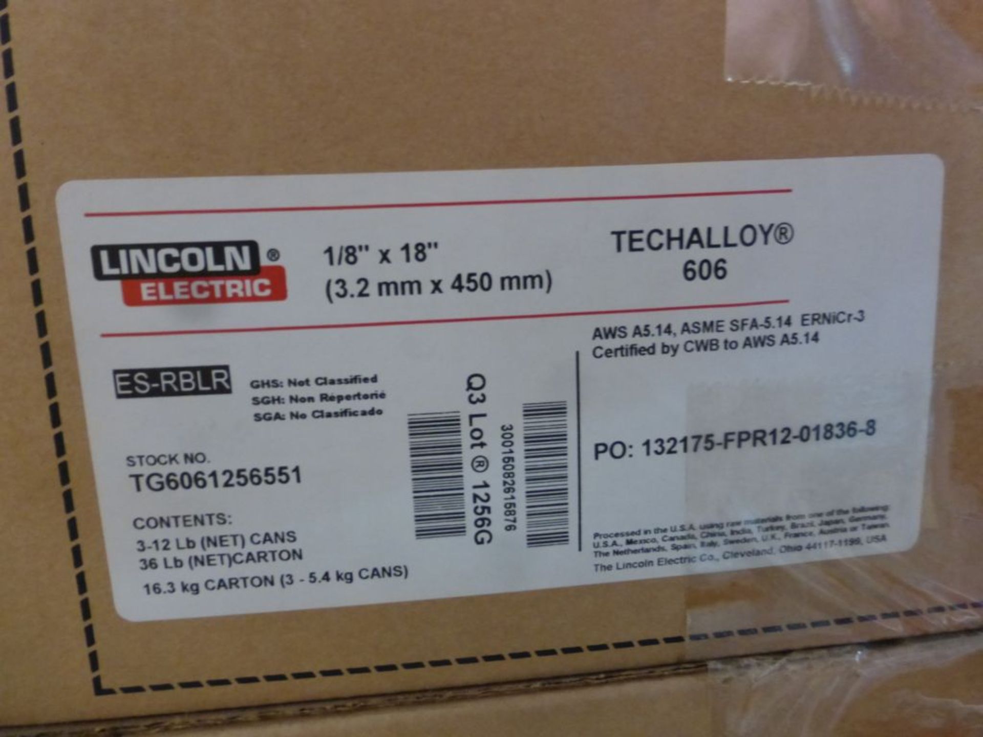 Lot of (8) Boxes of Lincoln Electric Techalloy 606 Welding Wire | Stock No. TG6061256551; 1/8" x - Image 8 of 8