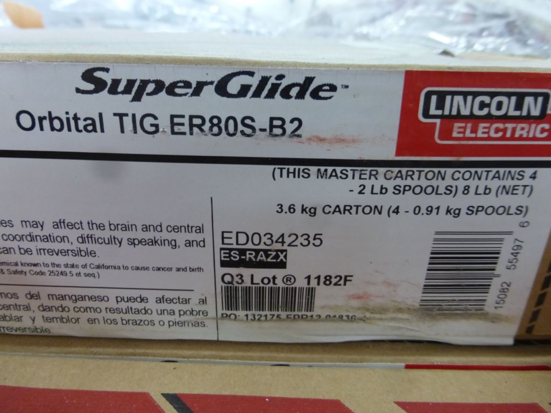 Lot of (45) Boxes of Lincoln Electric Super Glide Orbital TIG ER80S-B2 Welding Wire | Model No. - Image 8 of 10