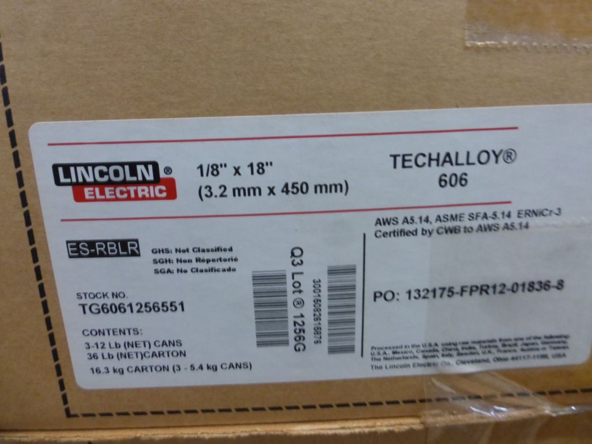 Lot of (8) Boxes of Lincoln Electric Techalloy 606 Welding Wire | Stock No. TG6061256551; 1/8" x - Image 5 of 8