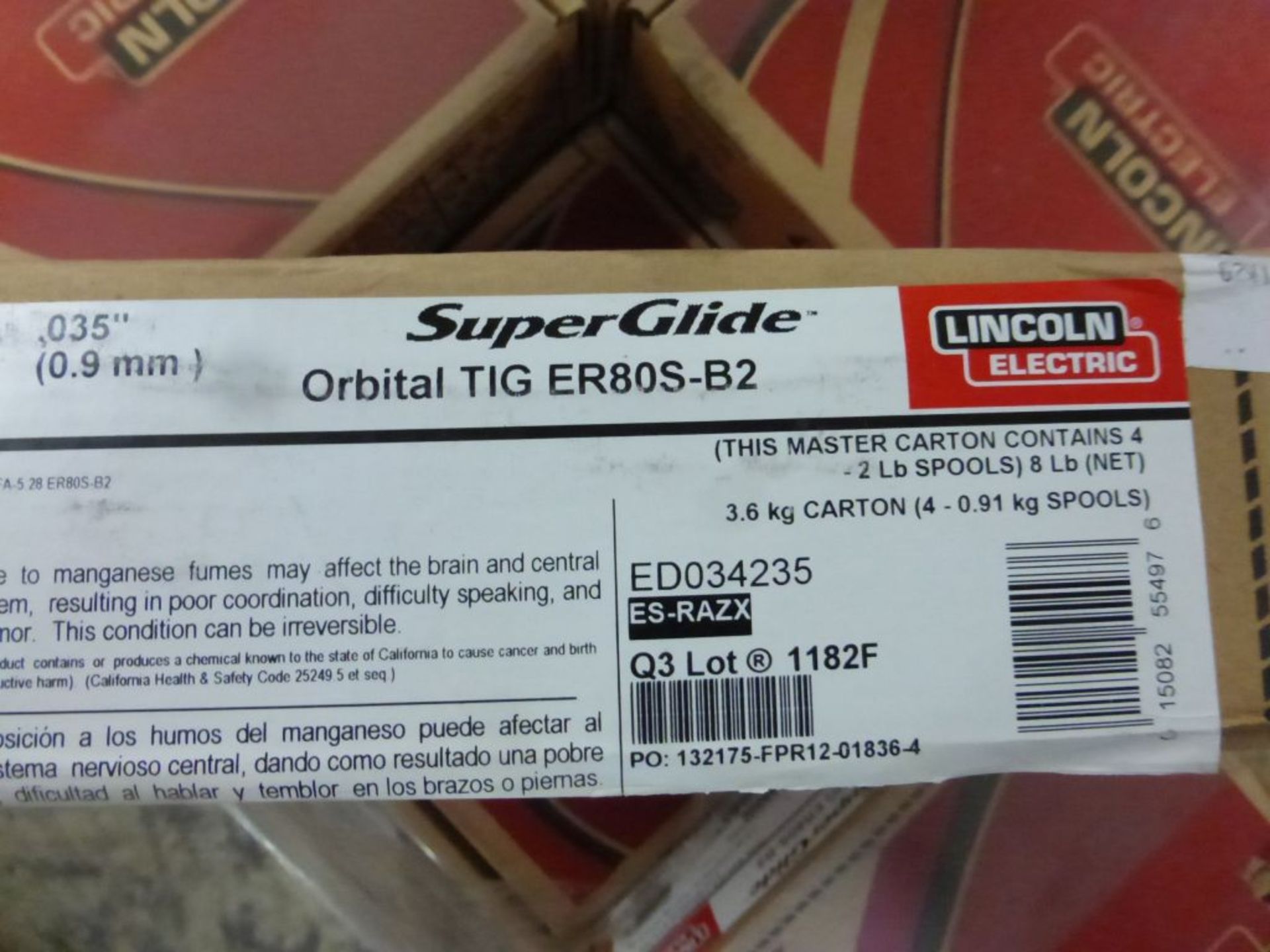 Lot of (45) Boxes of Lincoln Electric Super Glide Orbital TIG ER80S-B2 Welding Wire | Model No. - Image 14 of 14