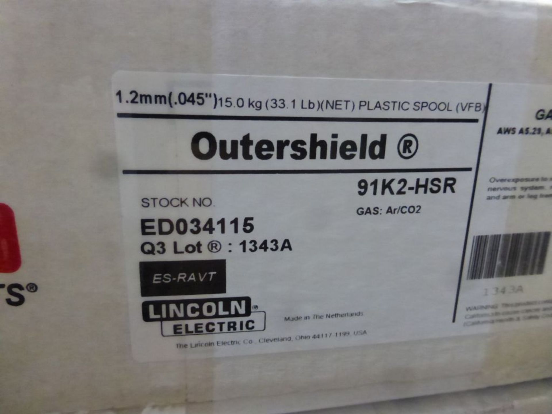 Lot of (10) Spools of Lincoln Electric Outershield Welding Wire | Model No. ED034115; Diameter: . - Image 12 of 12