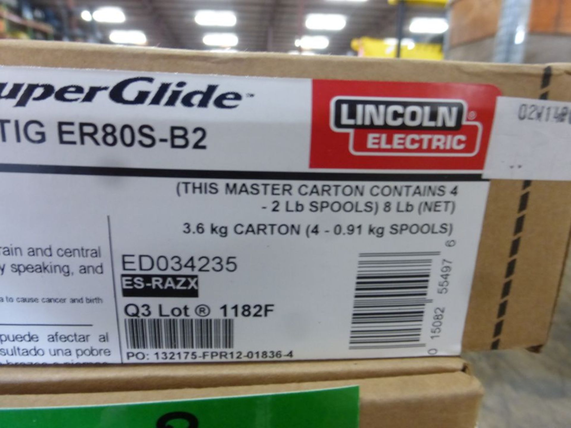 Lot of (45) Boxes of Lincoln Electric Super Glide Orbital TIG ER80S-B2 Welding Wire | Model No. - Image 8 of 14