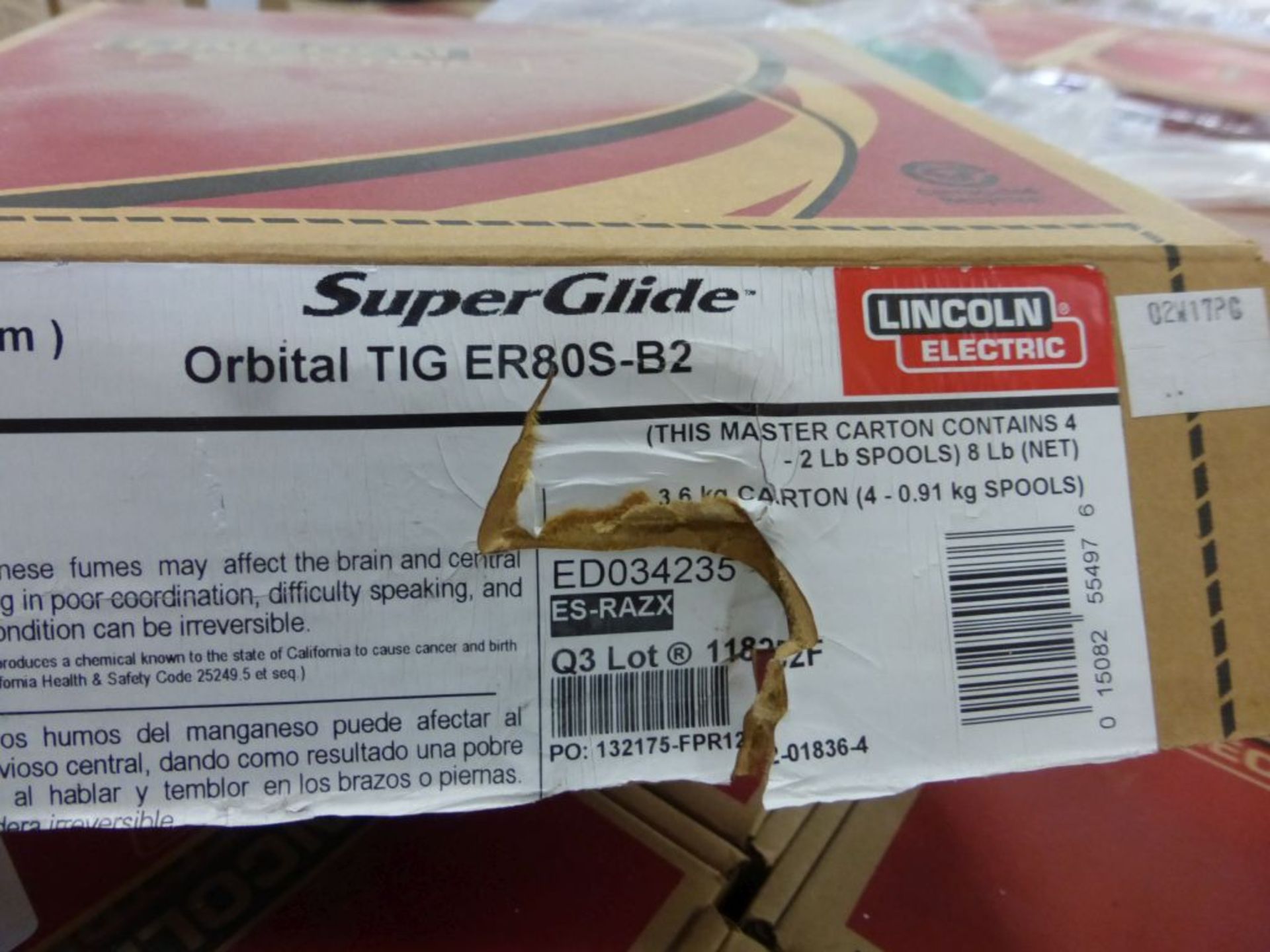 Lot of (45) Boxes of Lincoln Electric Super Glide Orbital TIG ER80S-B2 Welding Wire | Model No. - Image 11 of 13