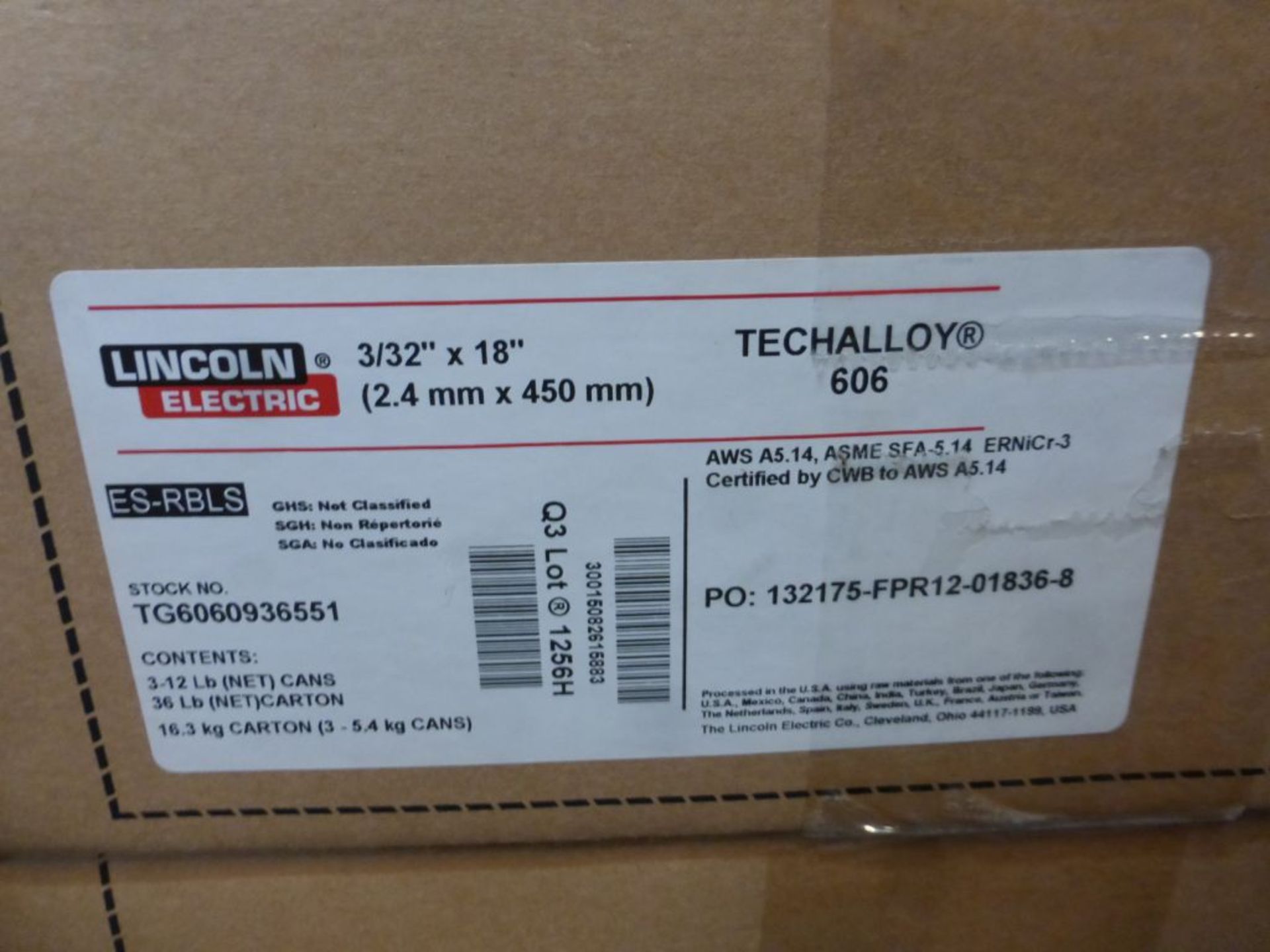 Lot of (8) Boxes of Lincoln Electric Techalloy 606 Welding Wire | Stock No. TG6060936551; 3/32" x - Image 9 of 12