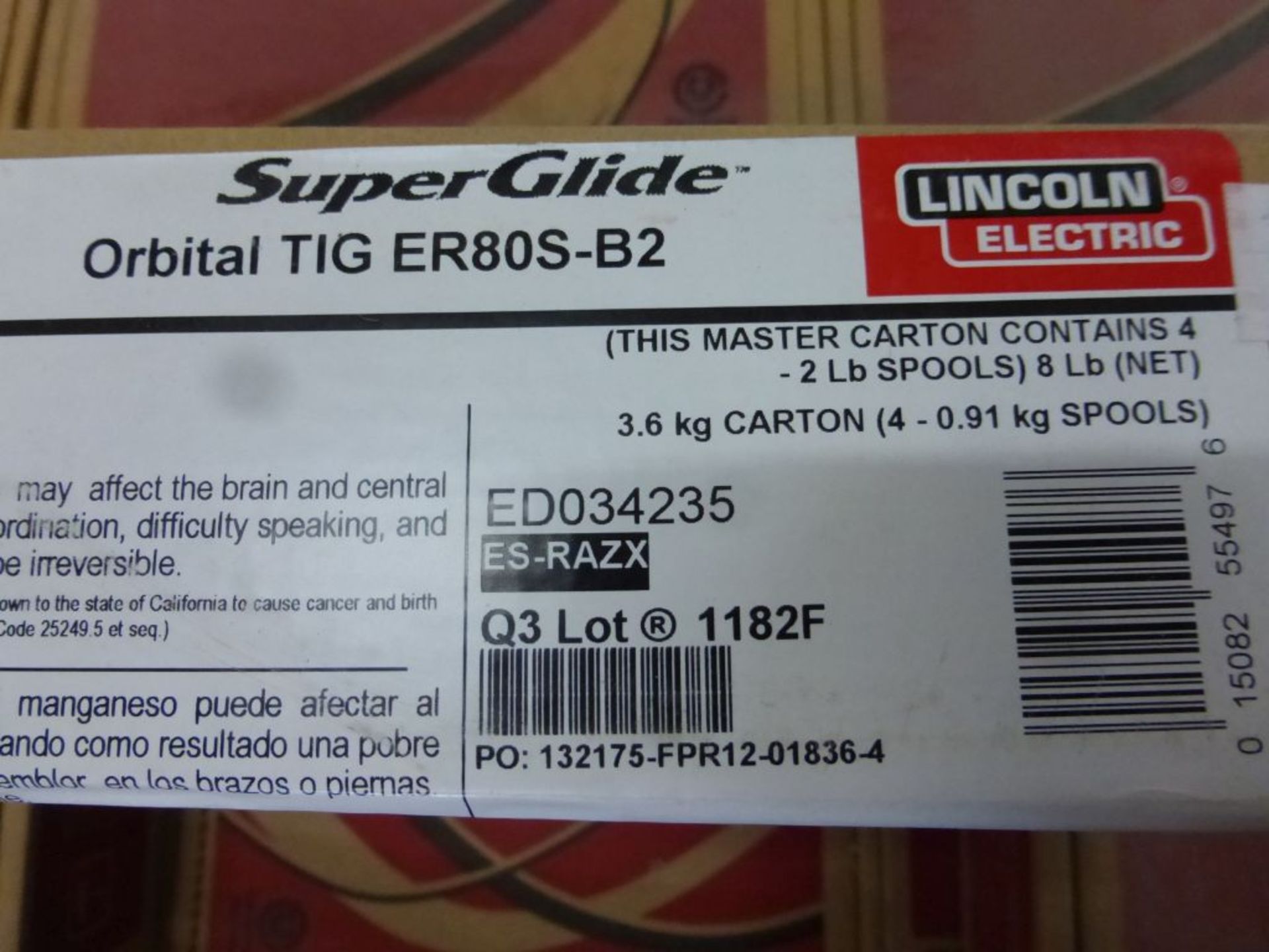 Lot of (45) Boxes of Lincoln Electric Super Glide Orbital TIG ER80S-B2 Welding Wire | Model No. - Image 10 of 10