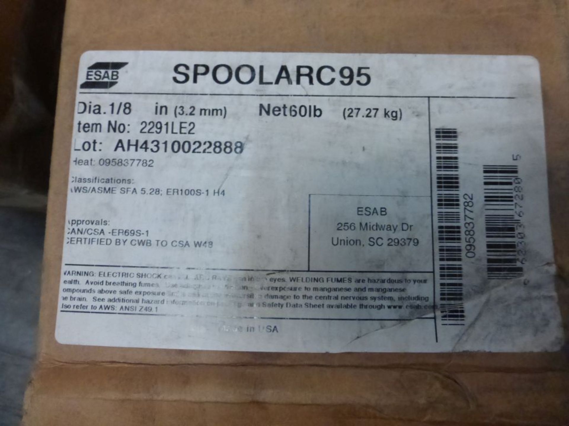 Lot of (6) Boxes of ESAB Spool Arc 95 Welding Wire | (3) Boxes, No. 229ILE9, Diameter: 1/16"; (3) - Image 7 of 13
