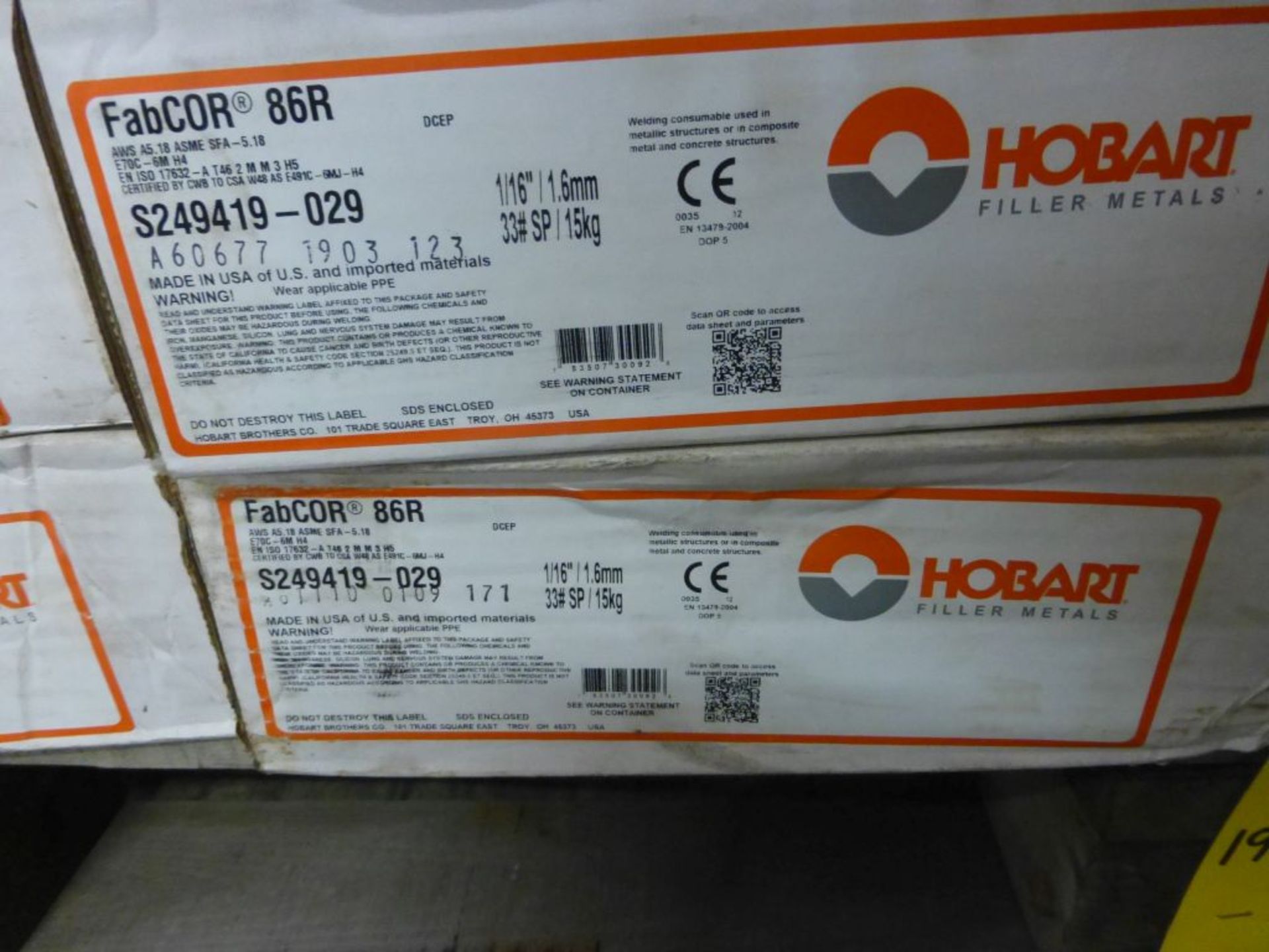 Lot of (6) Spools of Hobart Welding Wire | Part No. S249419-029; FabCor 86R - Image 4 of 4