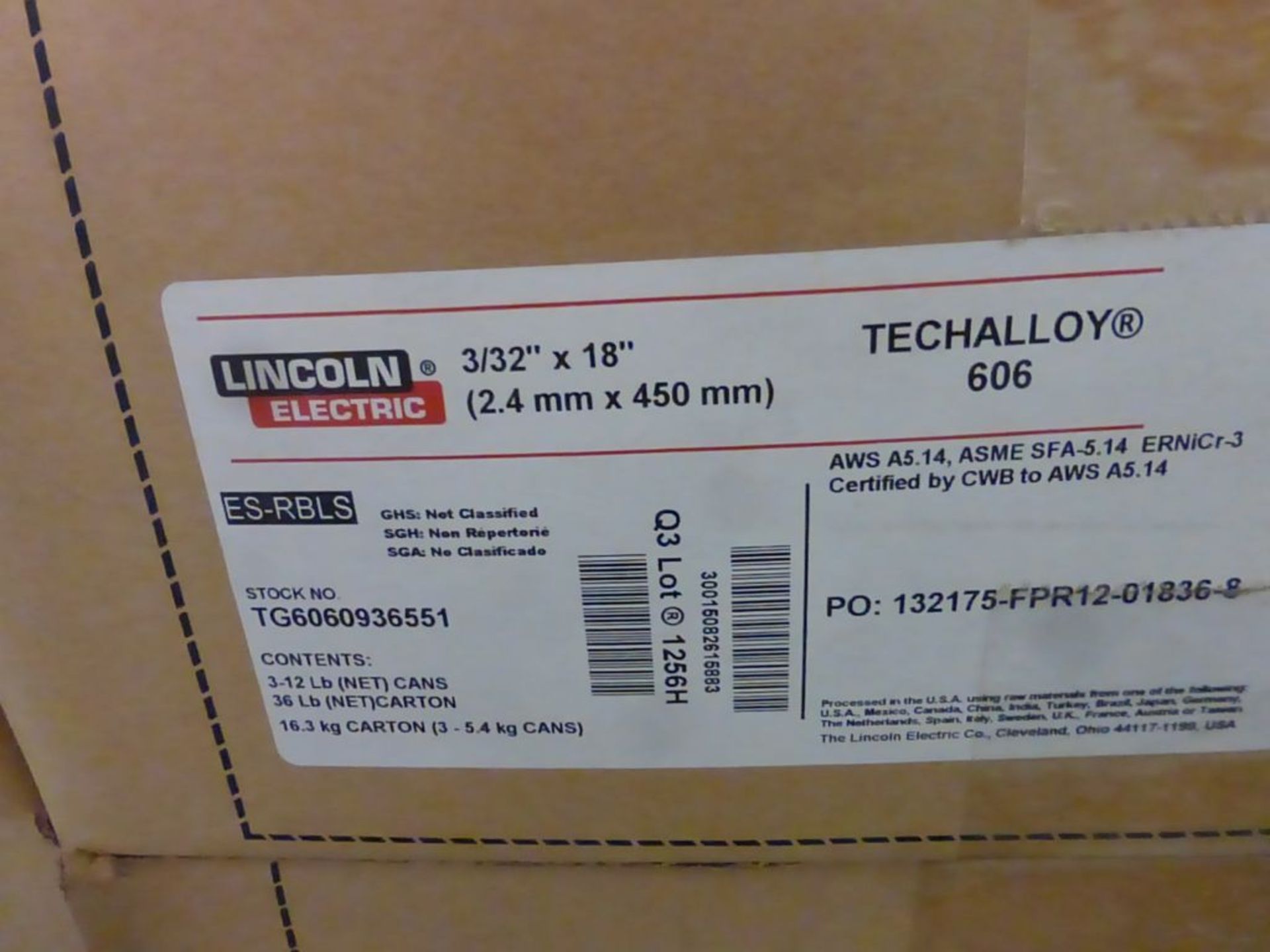 Lot of (8) Boxes of Lincoln Electric Techalloy 606 Welding Wire | Stock No. TG6060936551; 3/32" x - Image 7 of 12