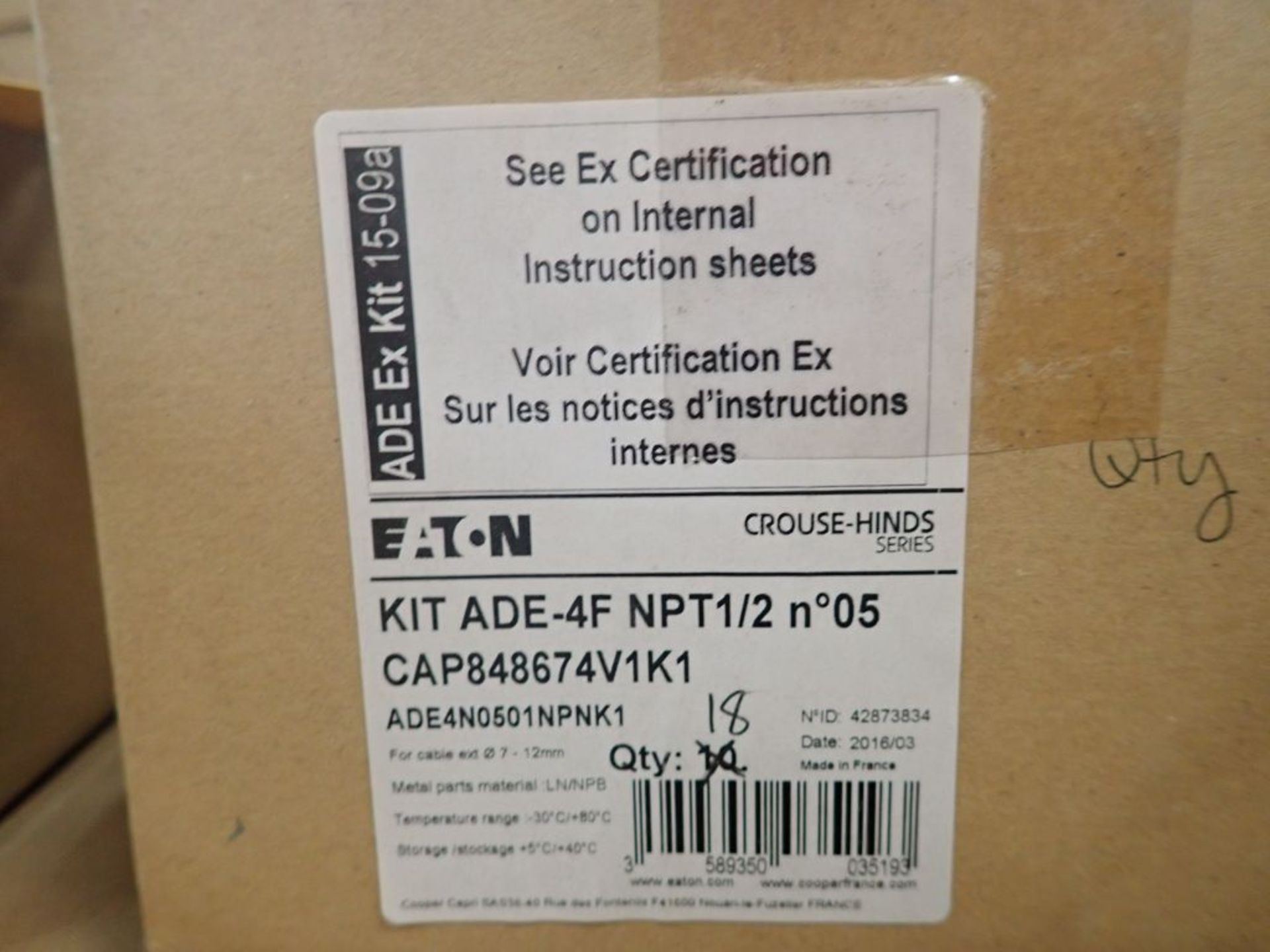 Lot of (1400) Eaton Flameproof Armored Cableglands | Model No. CAP848674V1K1; For Cable Ext 07-12mm; - Image 14 of 21